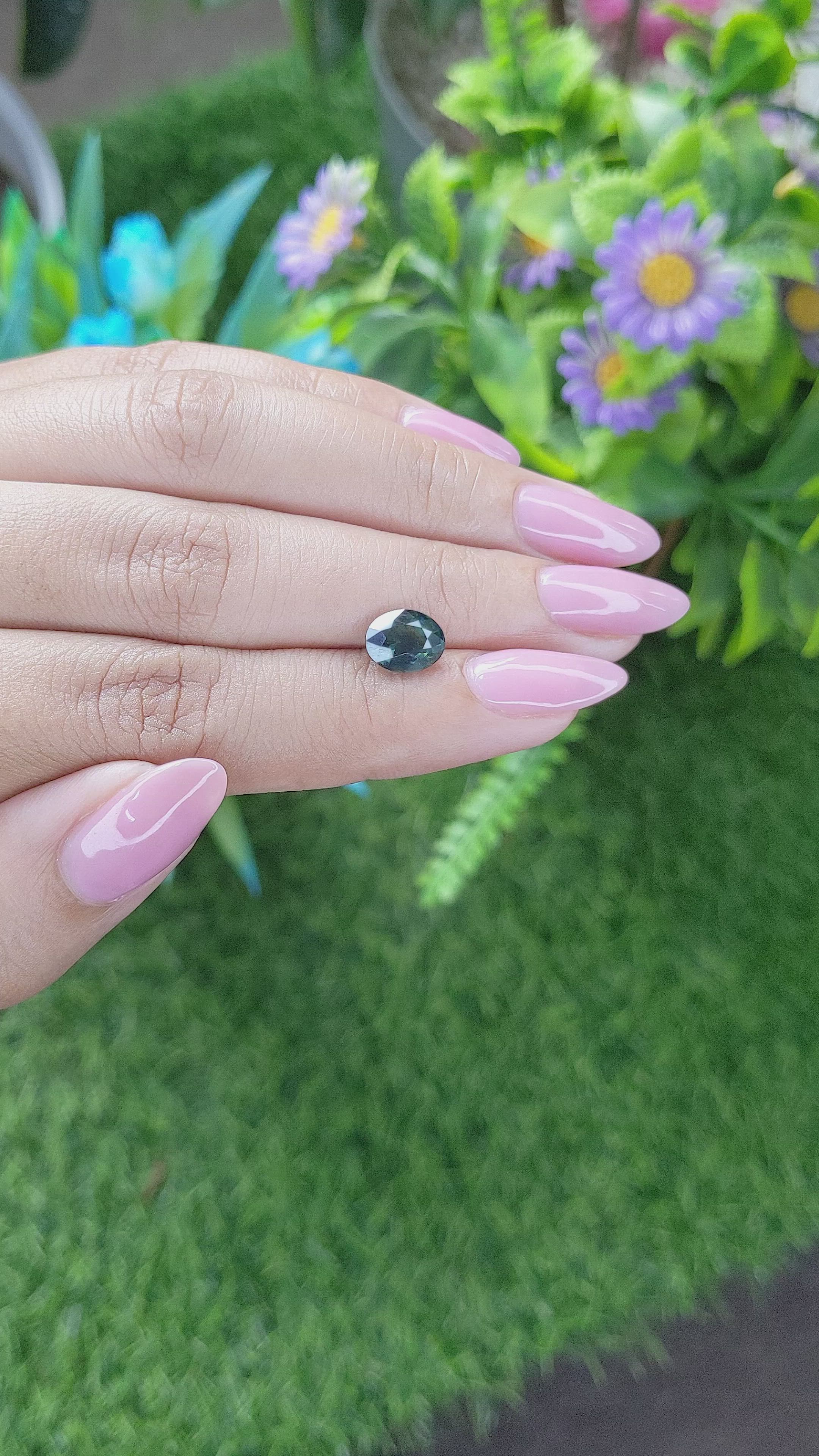 2.06 Ct. Bluish Green Sapphire from Tanzania Size Video