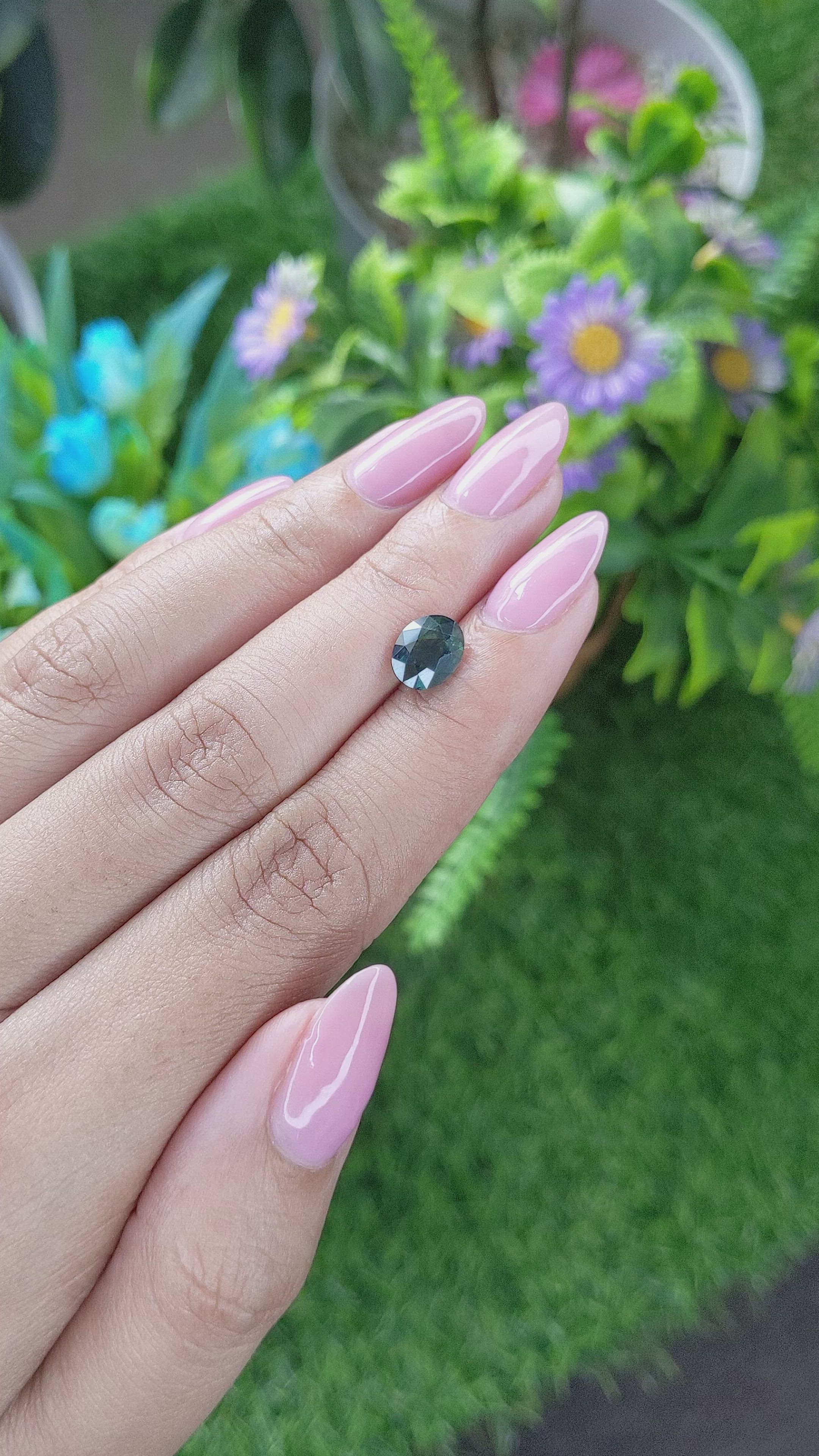 2.06 Ct. Bluish Green Sapphire from Tanzania Size Video