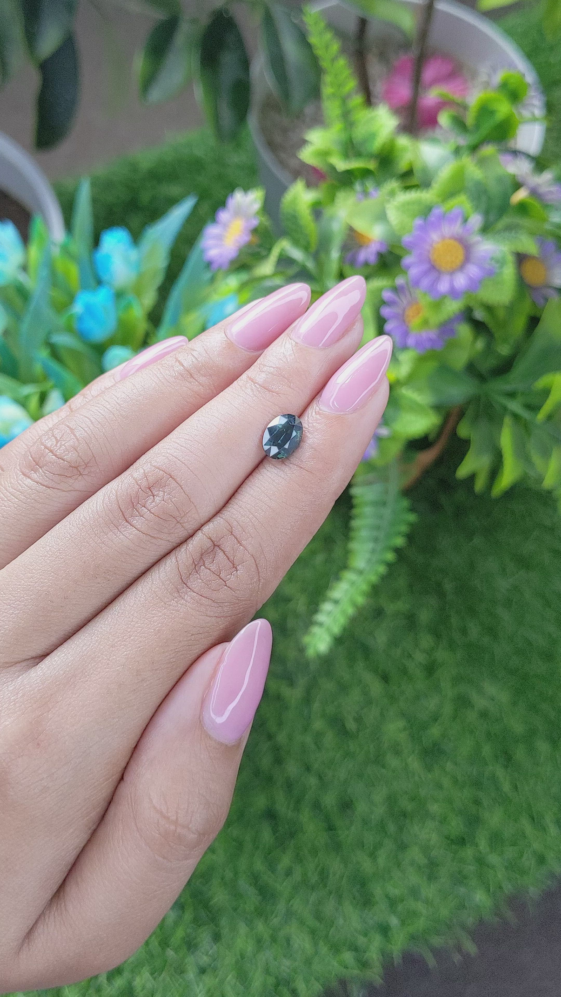 1.59 Ct. Bluish Green Sapphire from Tanzania Size Video