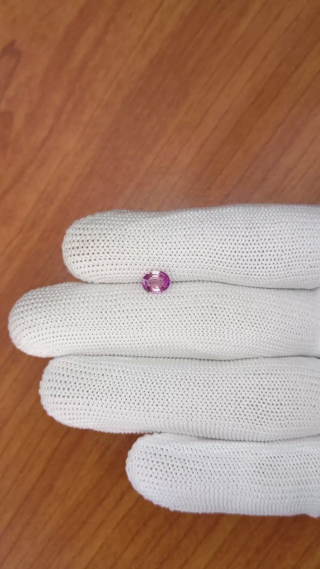 0.81 Ct. Purplish Pink Sapphire from Ceylon (Sri Lanka) Size Video