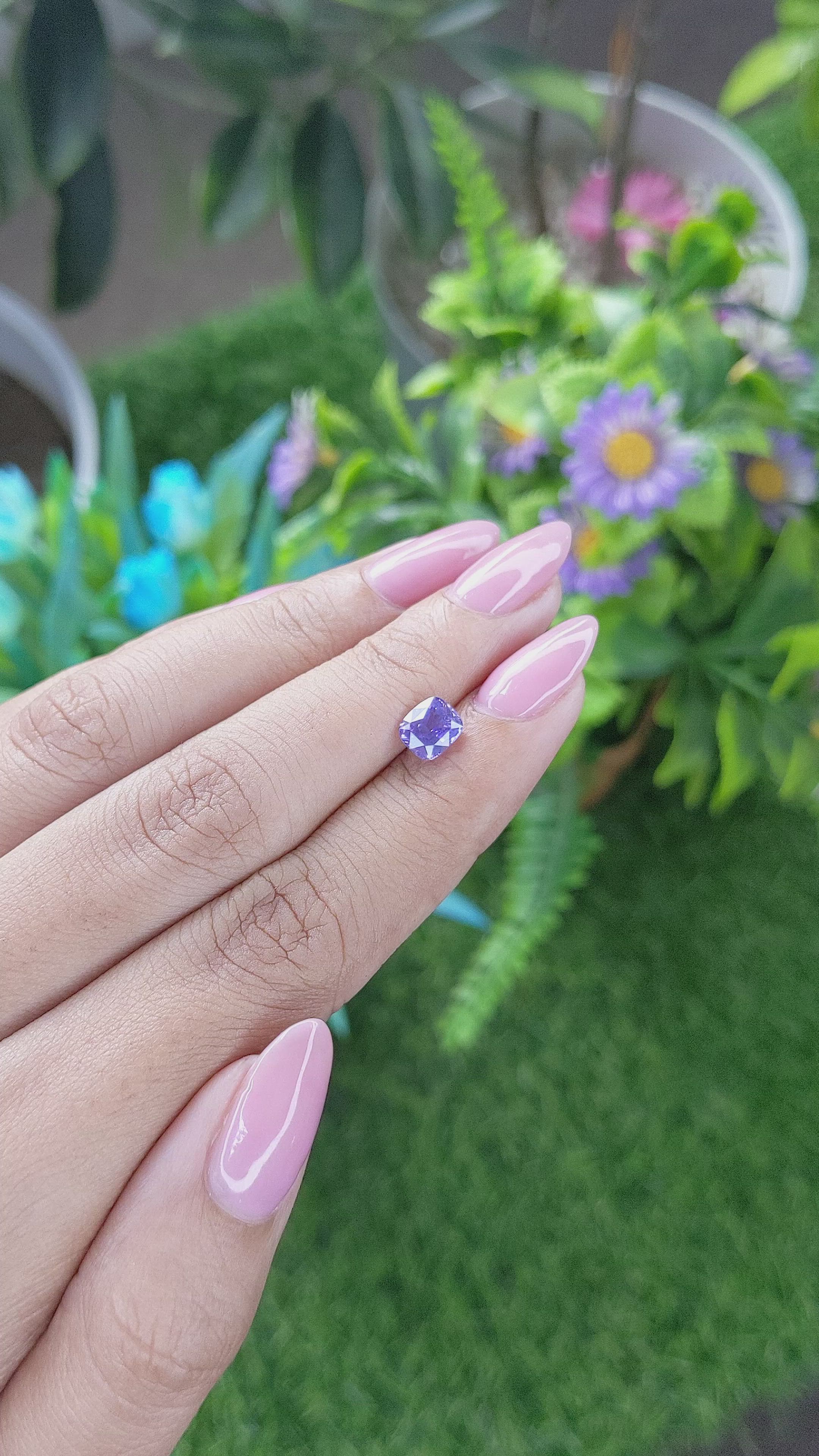 1.25 Ct. Purplish Blue Sapphire from Tanzania Size Video