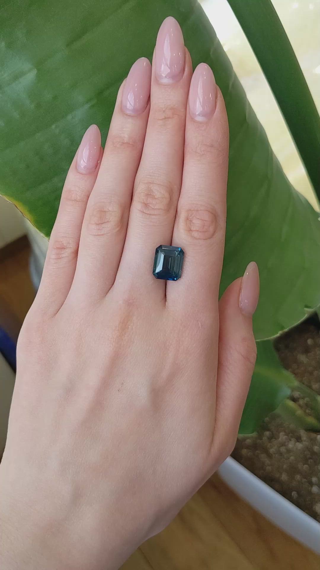 9.84 Ct. Bluish Green Sapphire from Madagascar Size Video