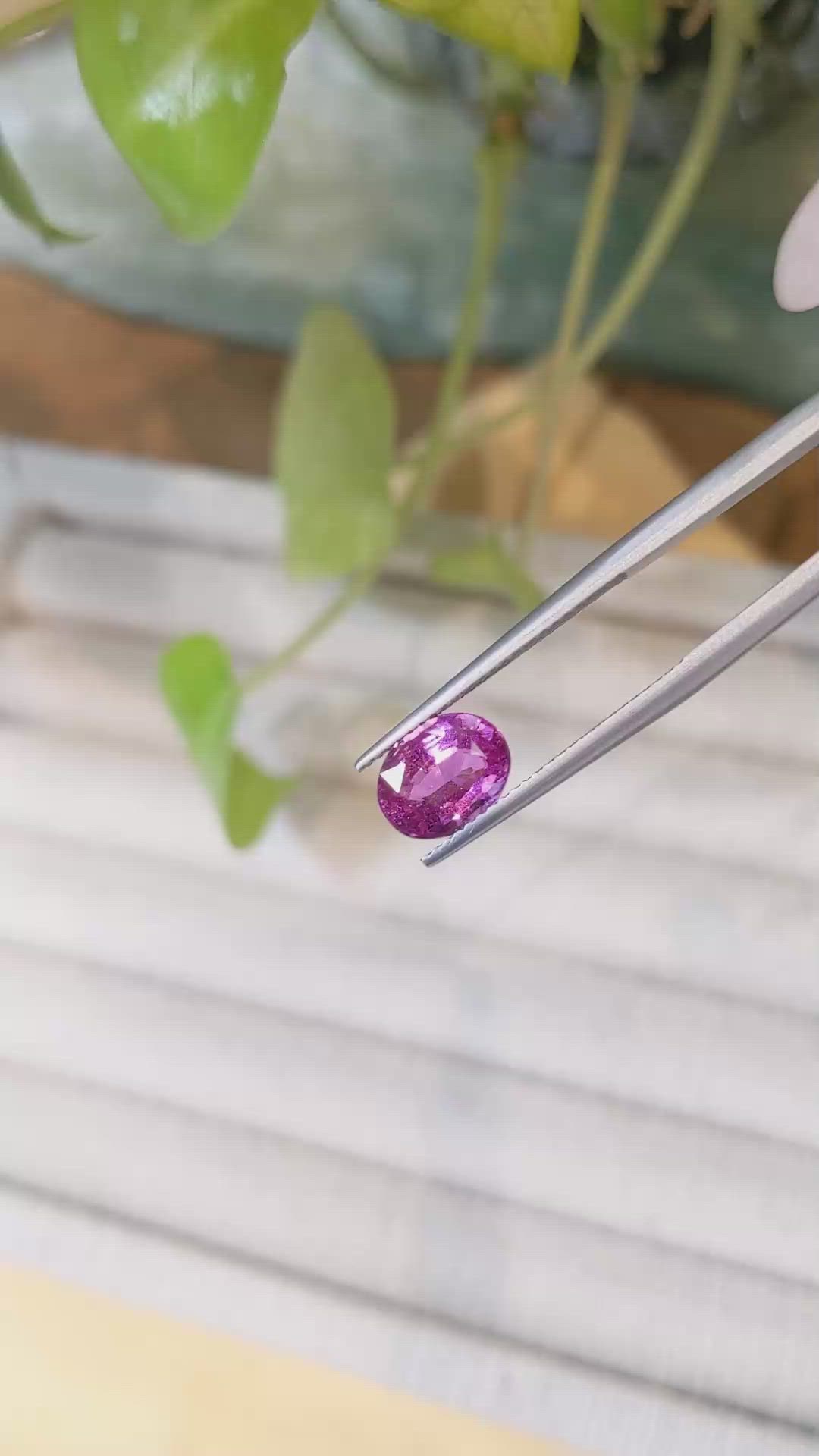 2.50 Ct. Purplish Pink Sapphire from Ceylon (Sri Lanka) Size Video