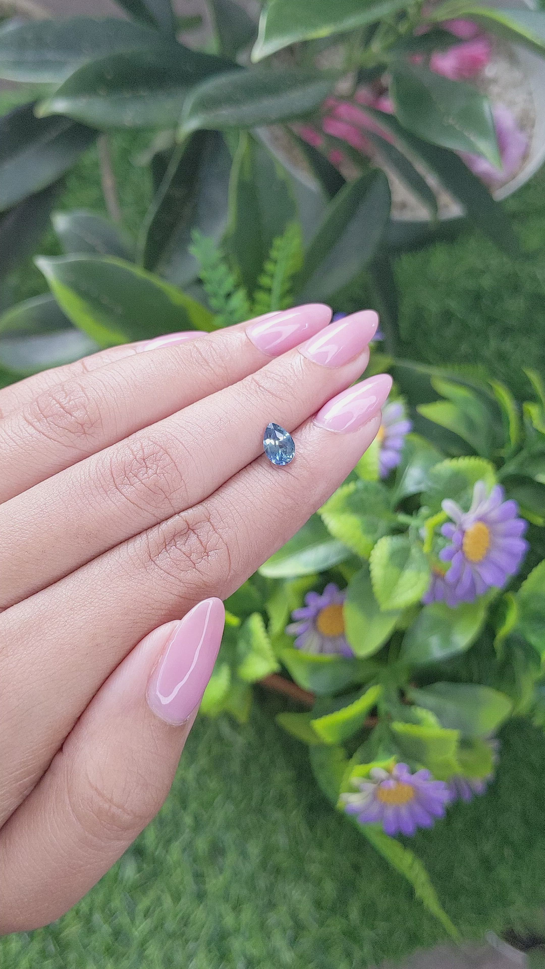 1.14 Ct. Greenish Blue Sapphire from Ceylon (Sri Lanka) Size Video