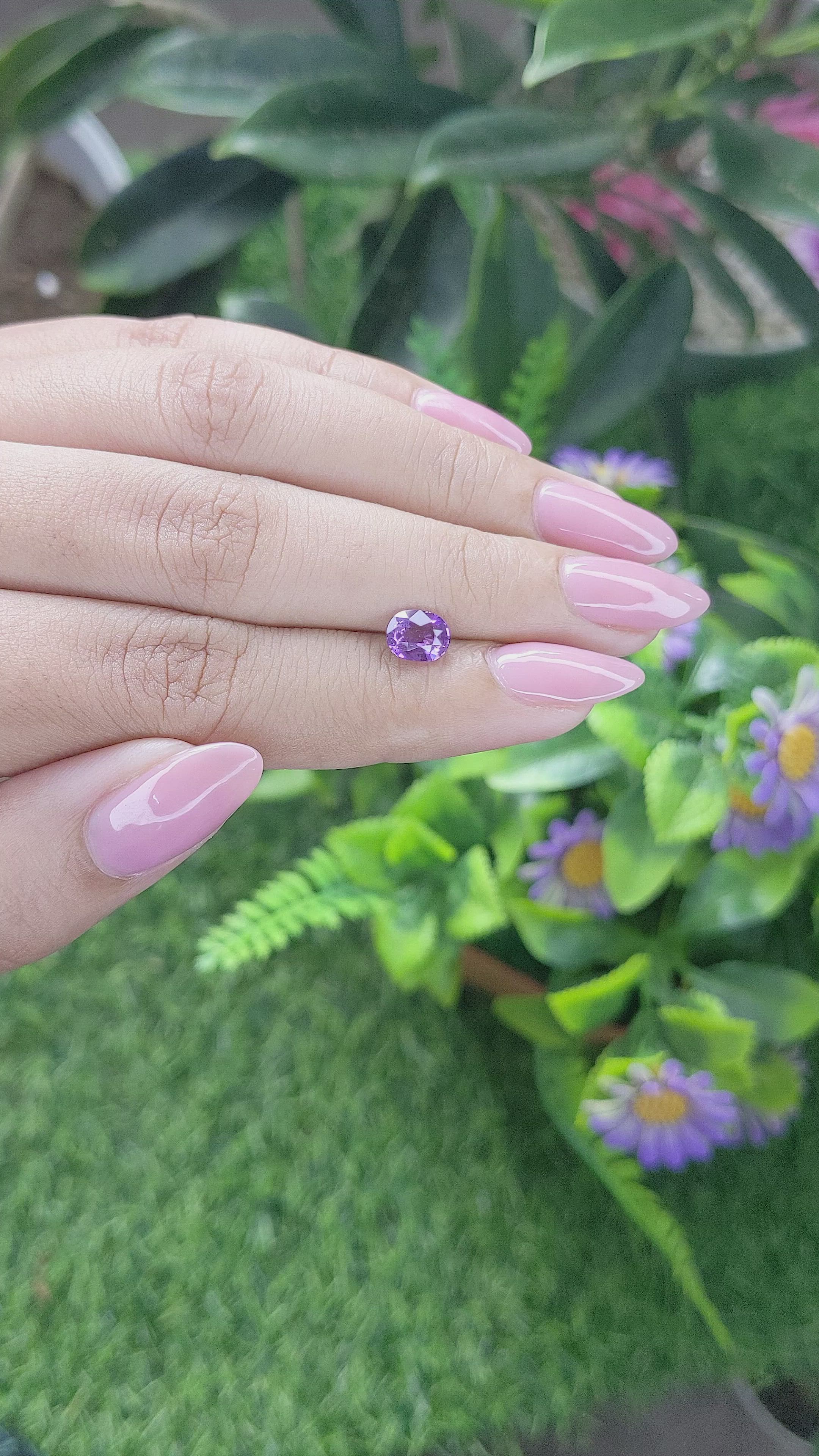 1.22 Ct. Purple Sapphire from Mozambique Size Video