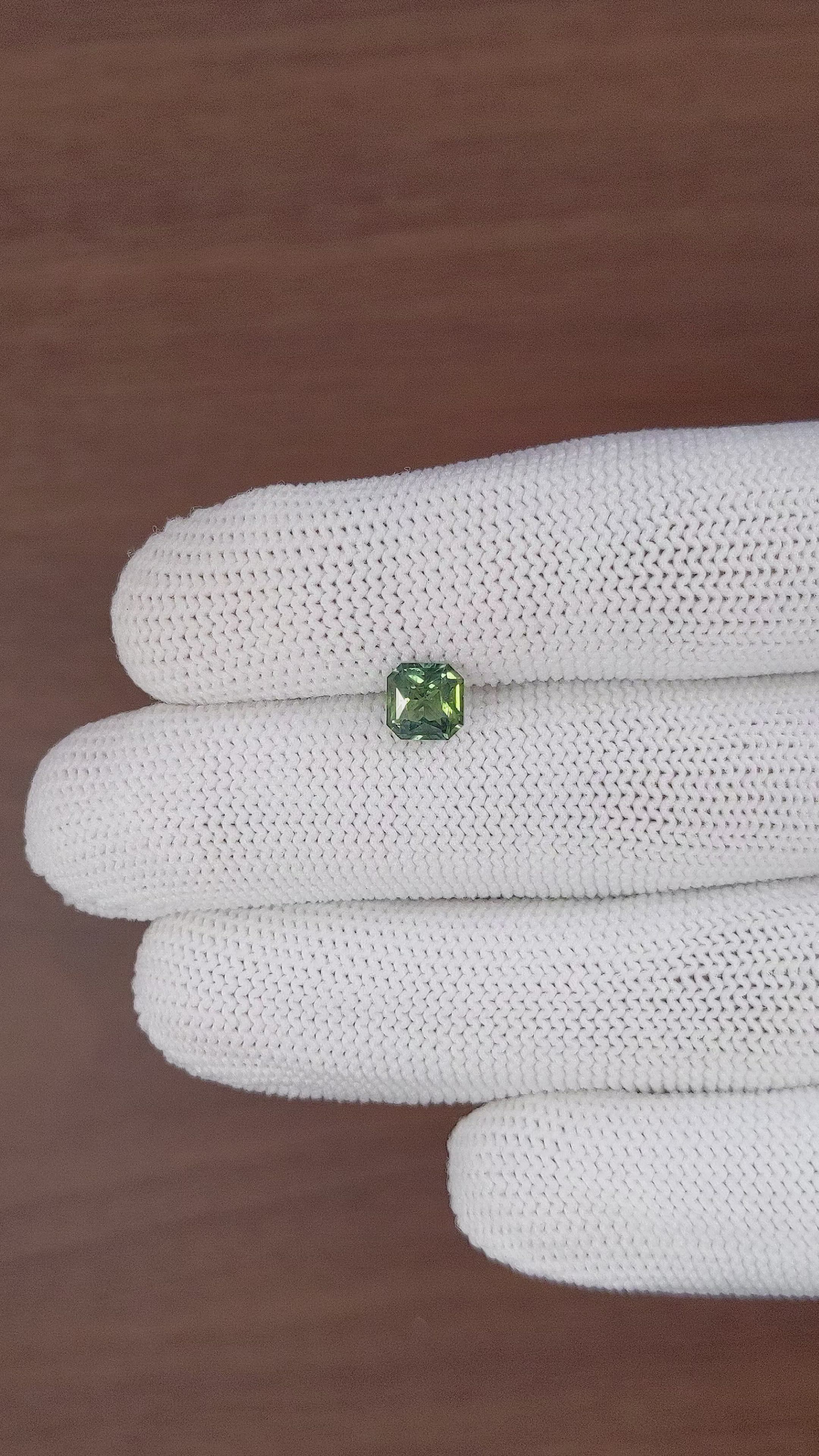 1.29 Ct. Yellowish Green Sapphire from India Size Video
