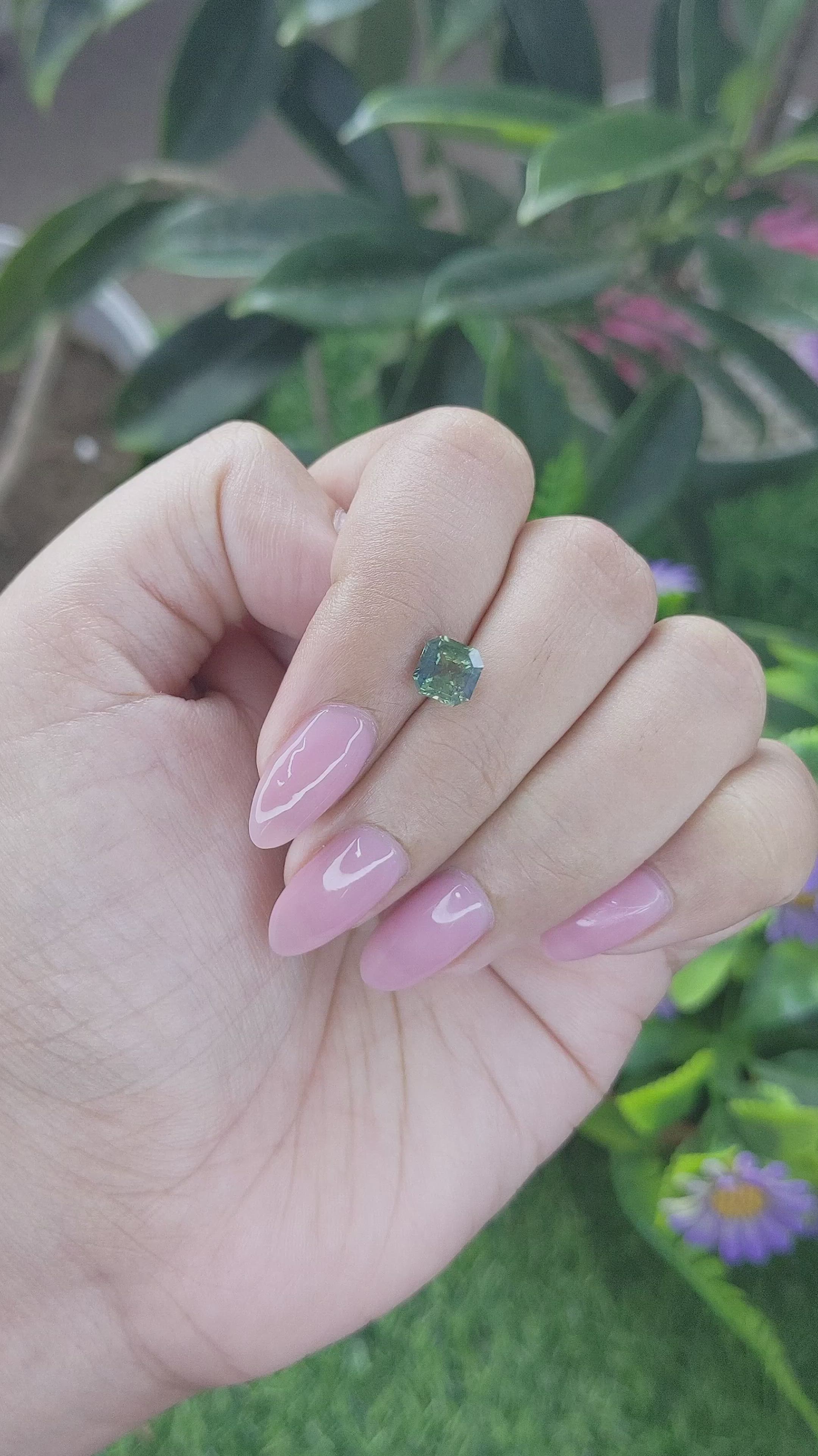 1.29 Ct. Yellowish Green Sapphire from India Size Video