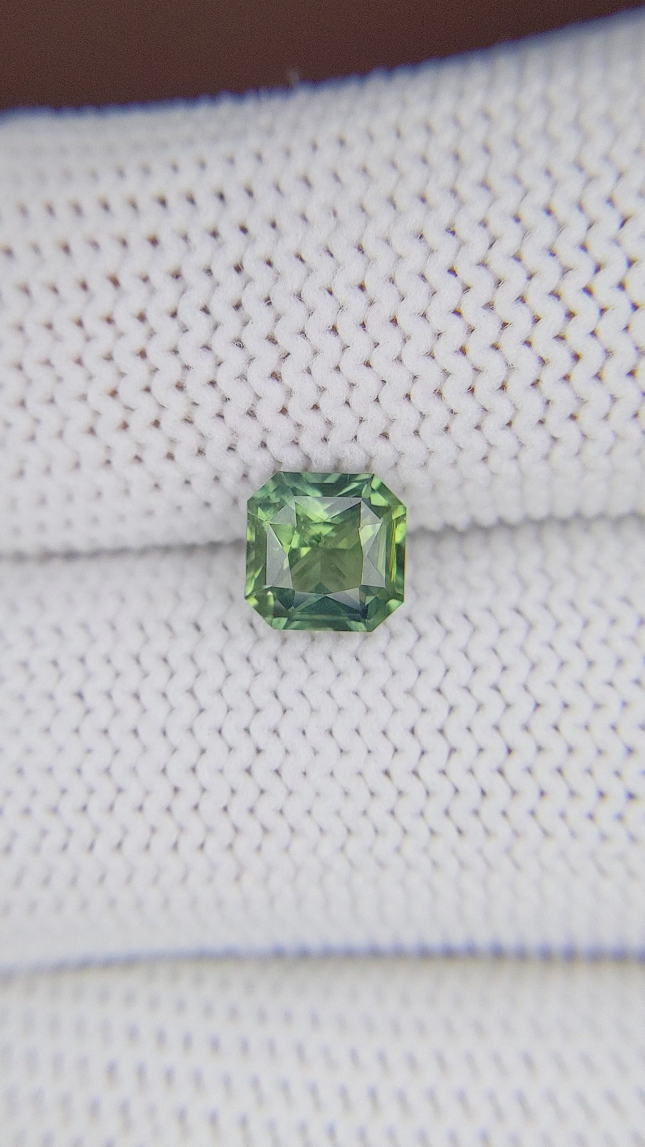 1.29 Ct. Yellowish Green Sapphire from India Size Video