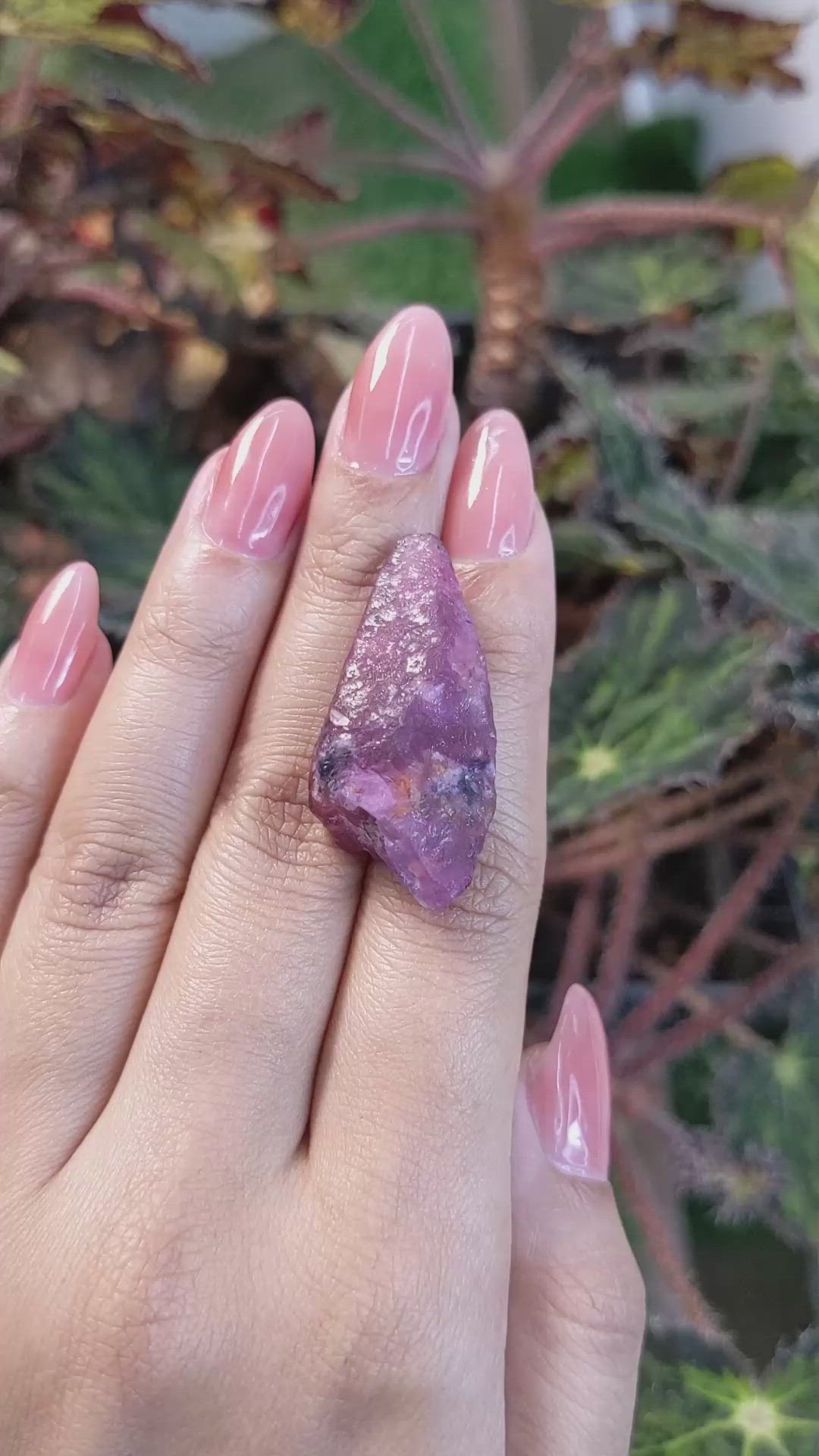 55.87 Ct. Pinkish Purple Sapphire Crystal from Ceylon (Sri Lanka) Size Video