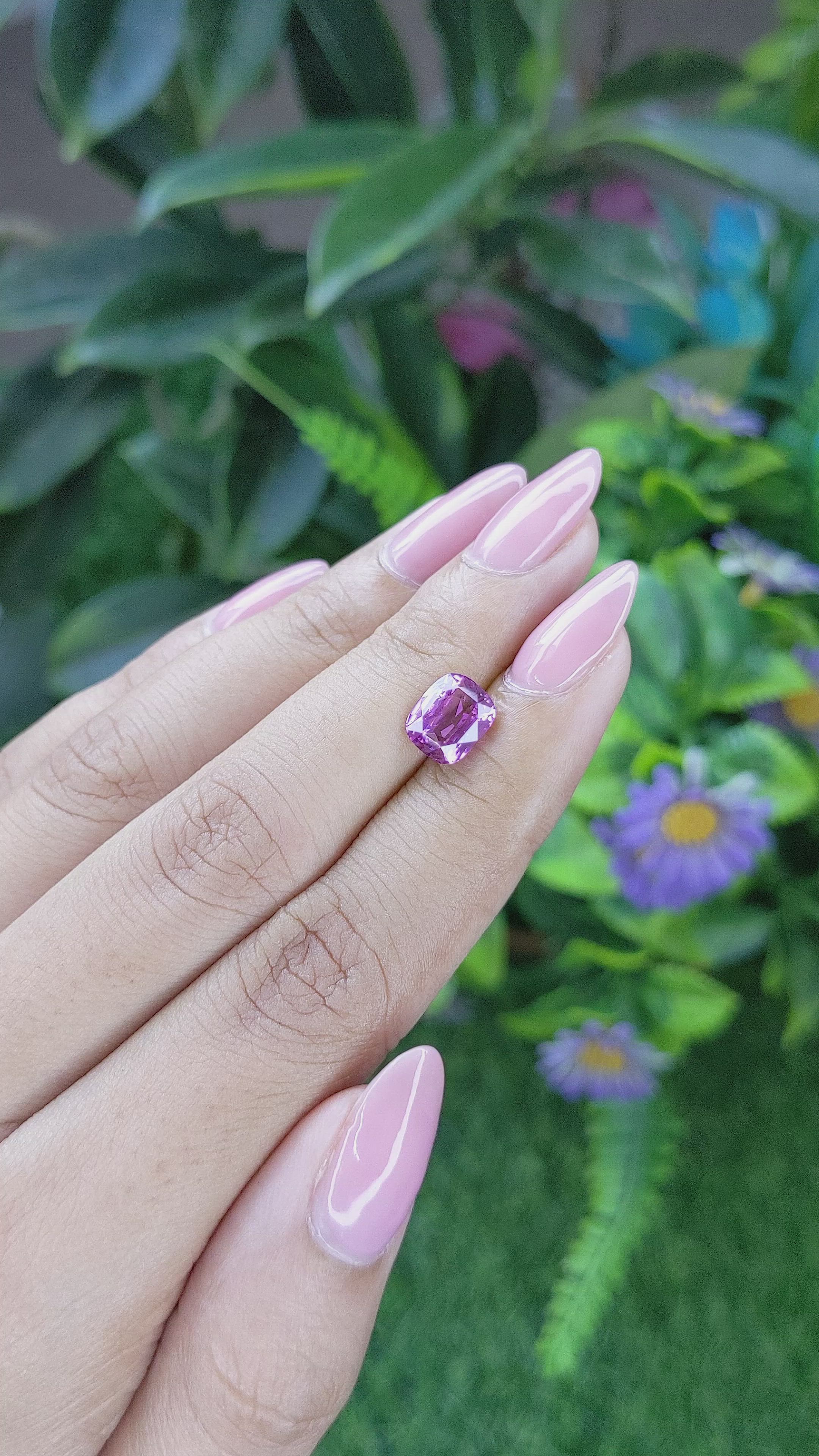 2.41 Ct. Pinkish Purple Sapphire from Tanzania Size Video