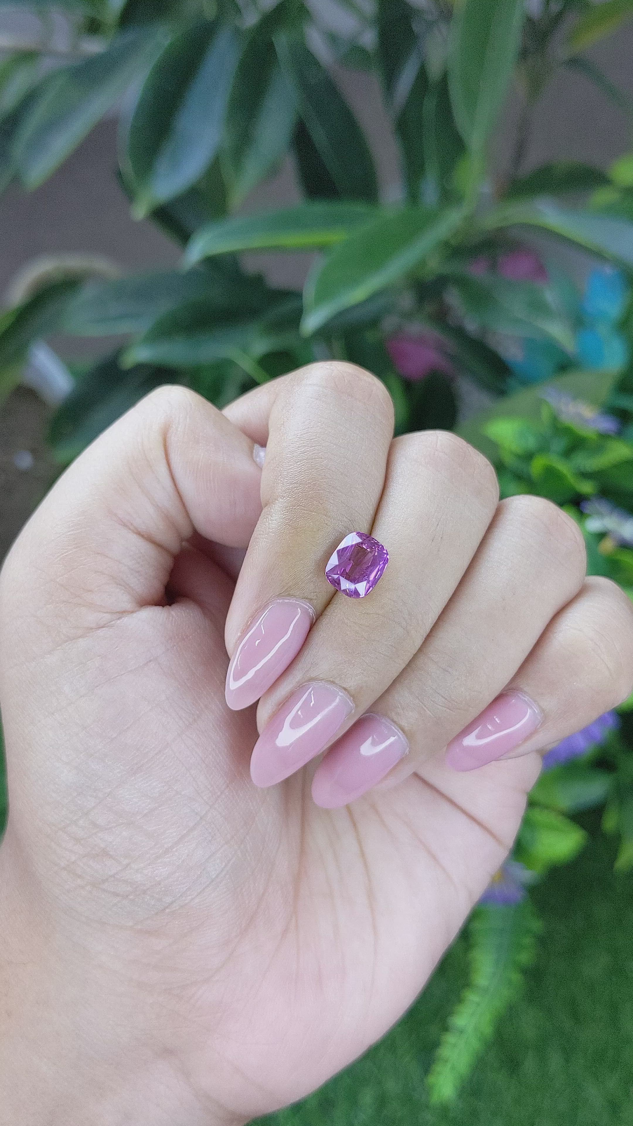 2.41 Ct. Pinkish Purple Sapphire from Tanzania Size Video