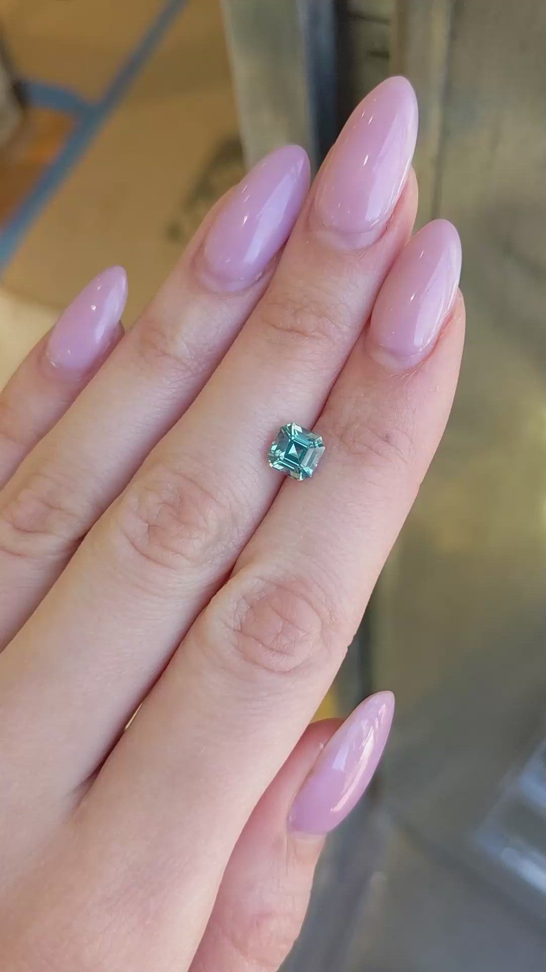 2.05 Ct. Bluish Green Sapphire from Madagascar Size Video