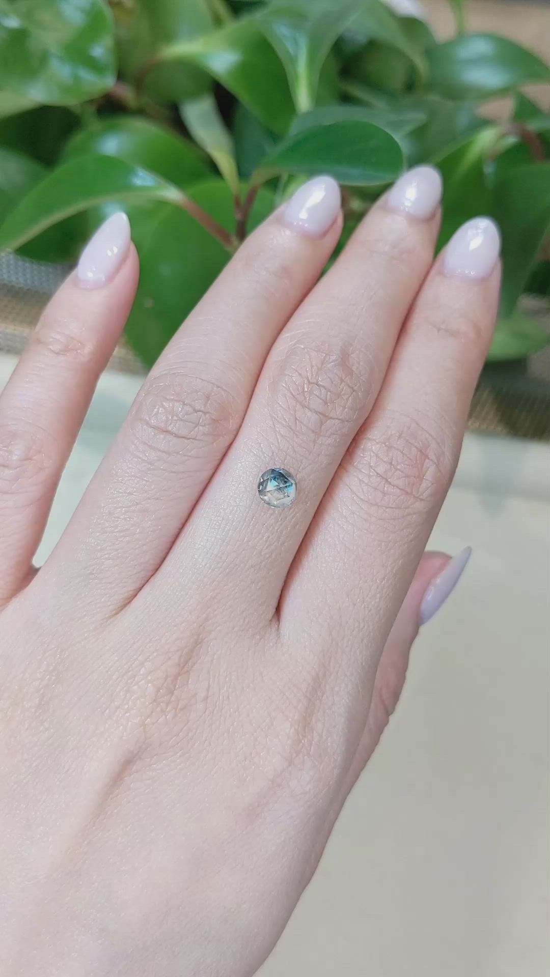 0.70 Ct. Greenish Blue Sapphire from Montana Size Video