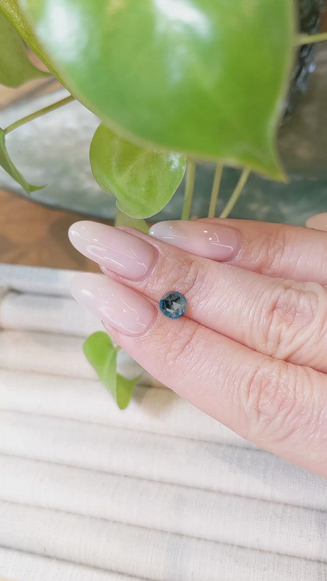 0.79 Ct. Greenish Blue Sapphire from Montana Size Video