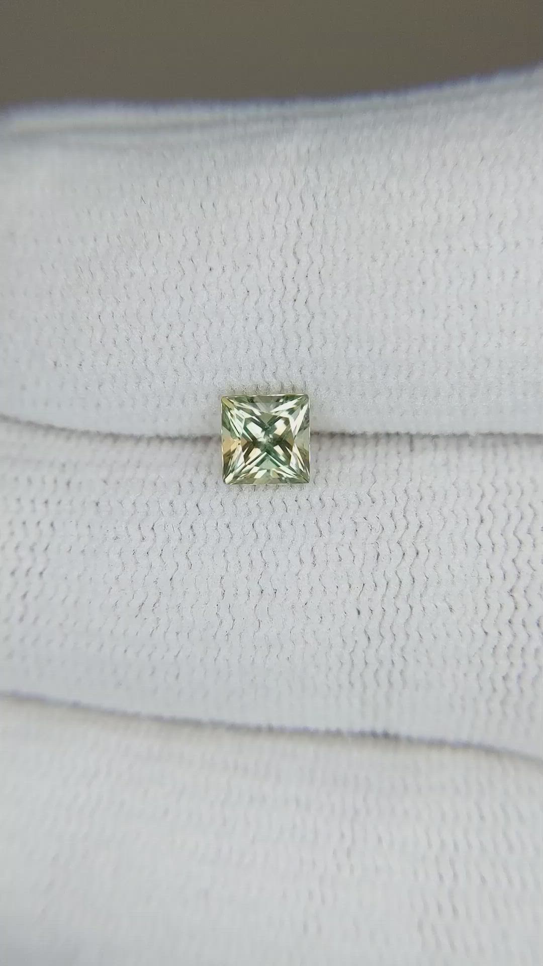 0.82 Ct. Yellowish Green Sapphire from Montana Size Video