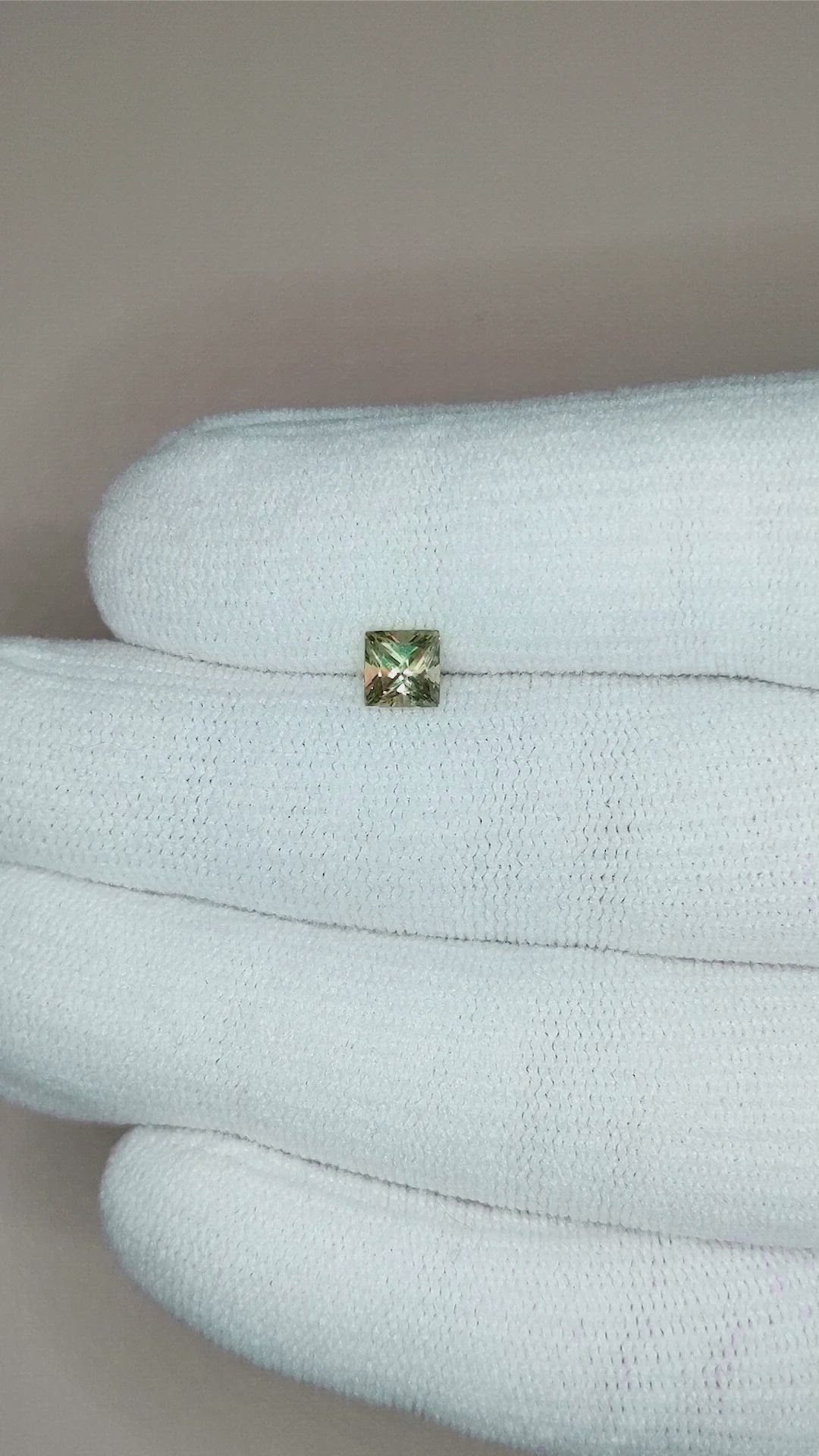 0.82 Ct. Yellowish Green Sapphire from Montana Size Video