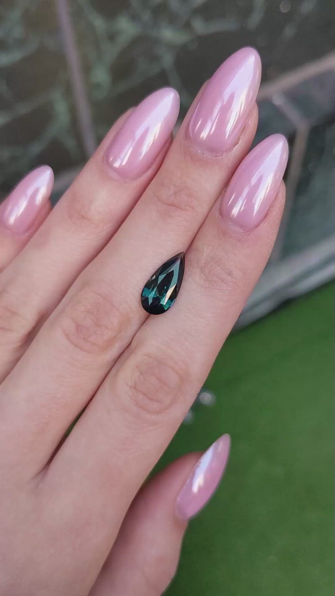 3.24 Ct. Bluish Green Sapphire from Madagascar Size Video