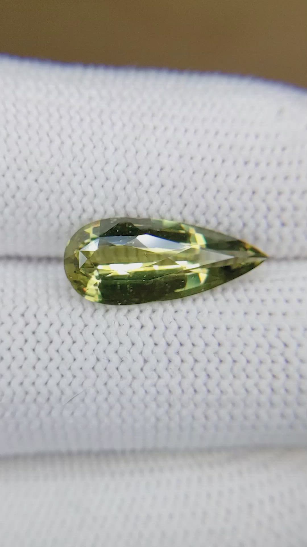 3.87 Ct. Yellowish Green Sapphire from Madagascar Size Video