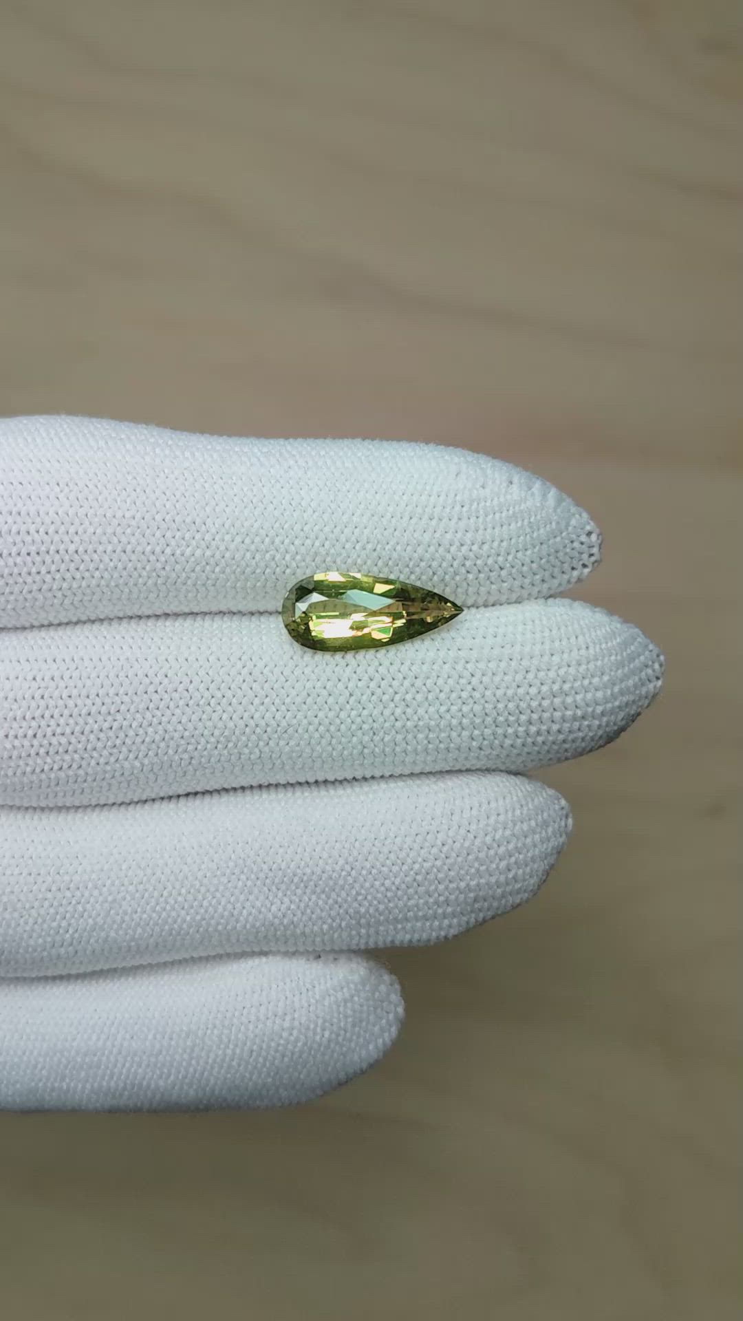 3.87 Ct. Yellowish Green Sapphire from Madagascar Size Video