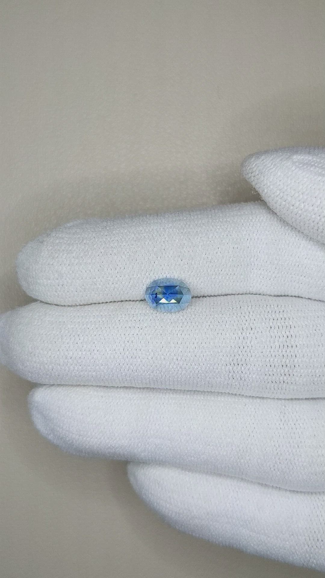 1.07 Ct. Greenish Blue Sapphire from Montana Size Video