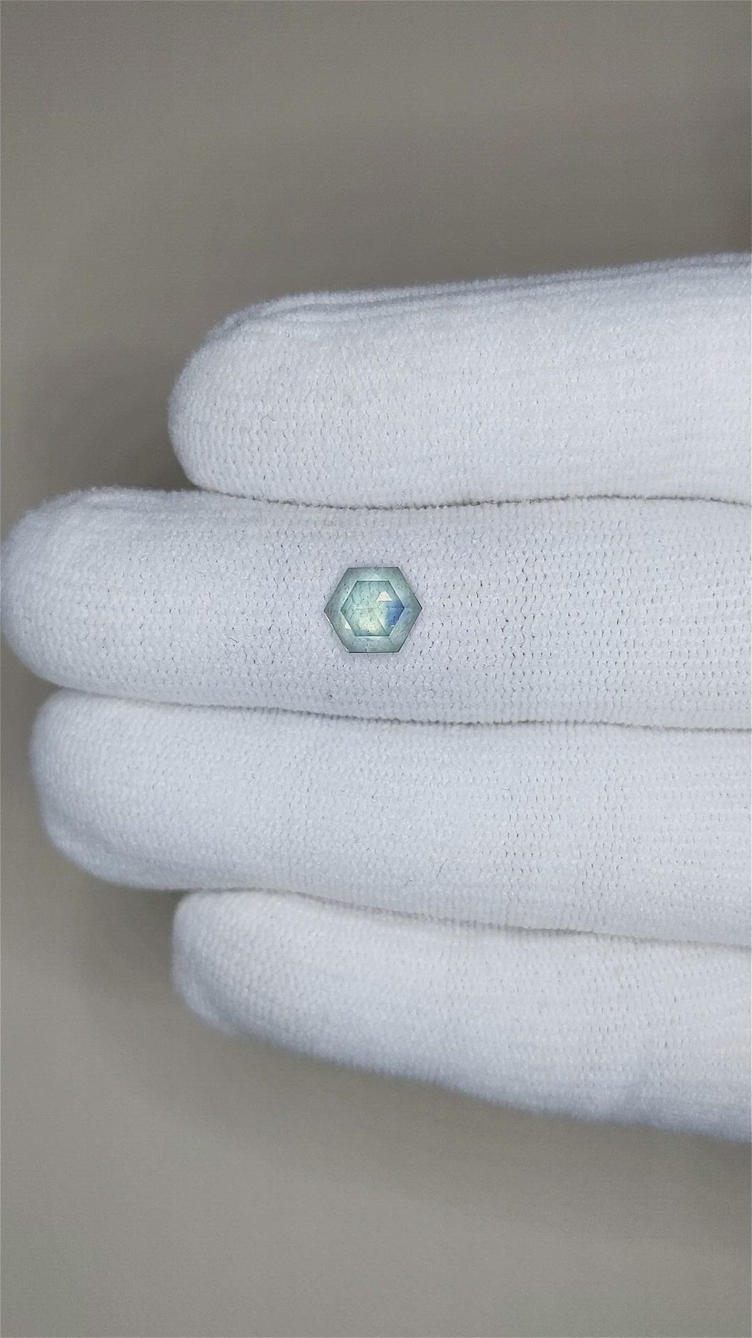 1.37 Ct. Bluish Green Sapphire from Montana Size Video