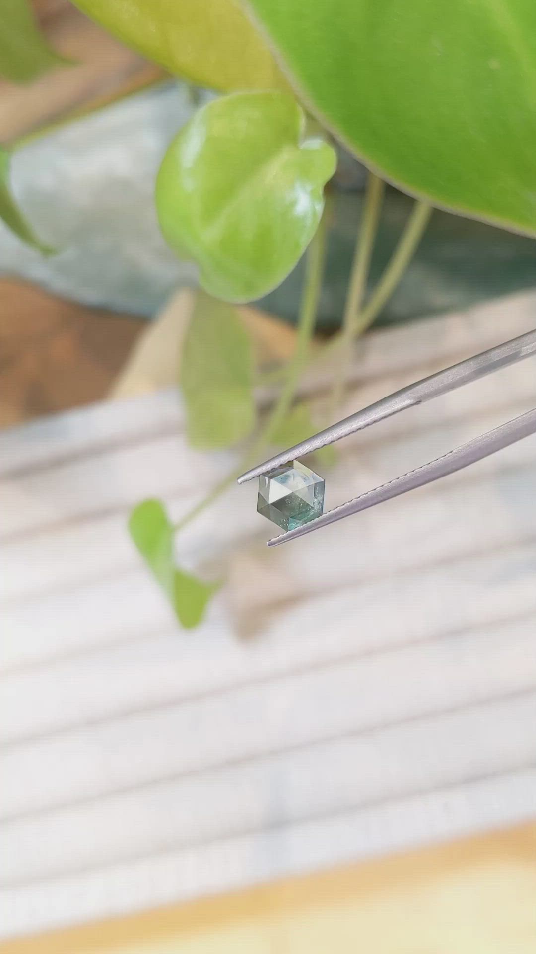 1.37 Ct. Bluish Green Sapphire from Montana Size Video