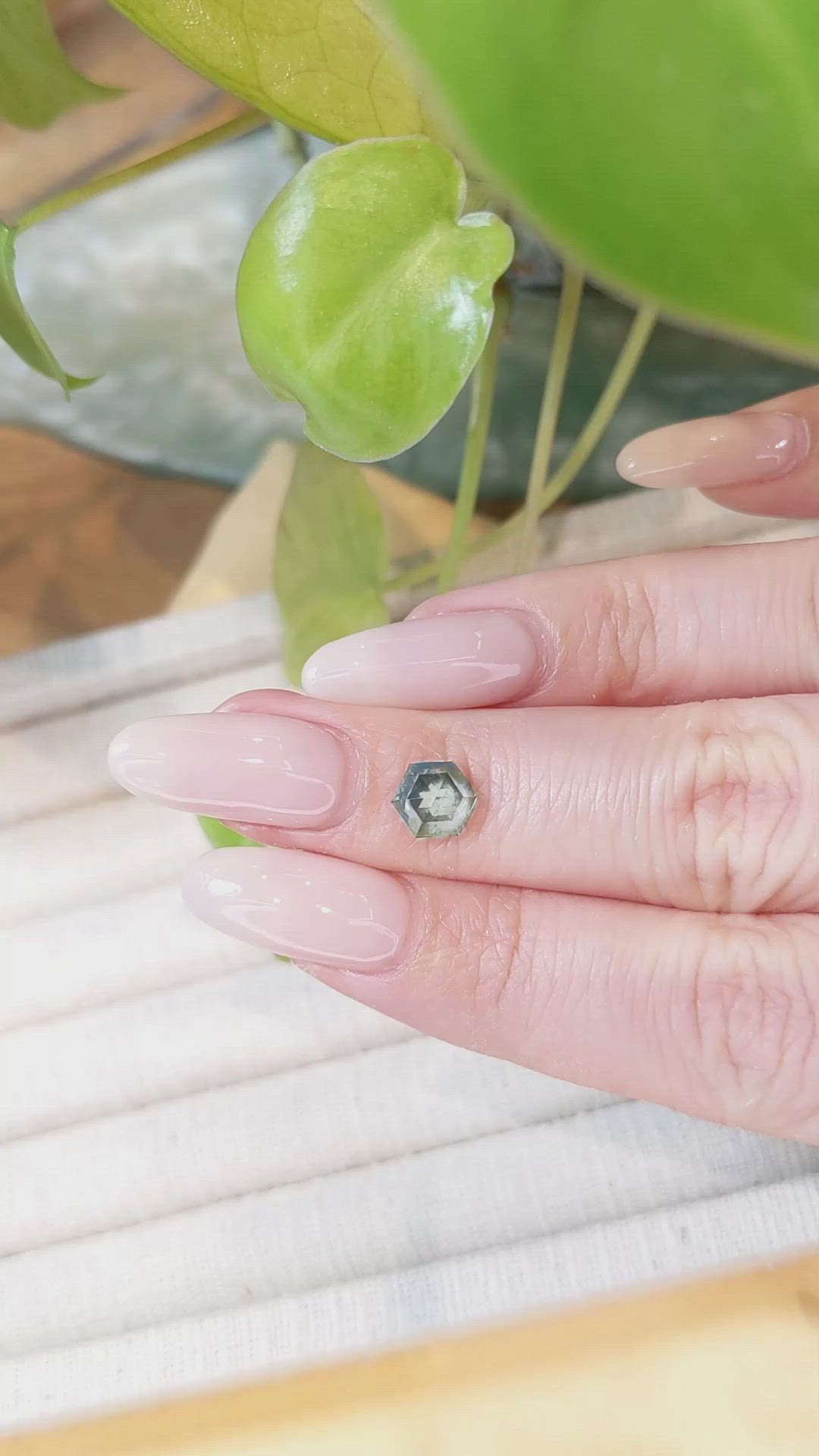 1.37 Ct. Bluish Green Sapphire from Montana Size Video