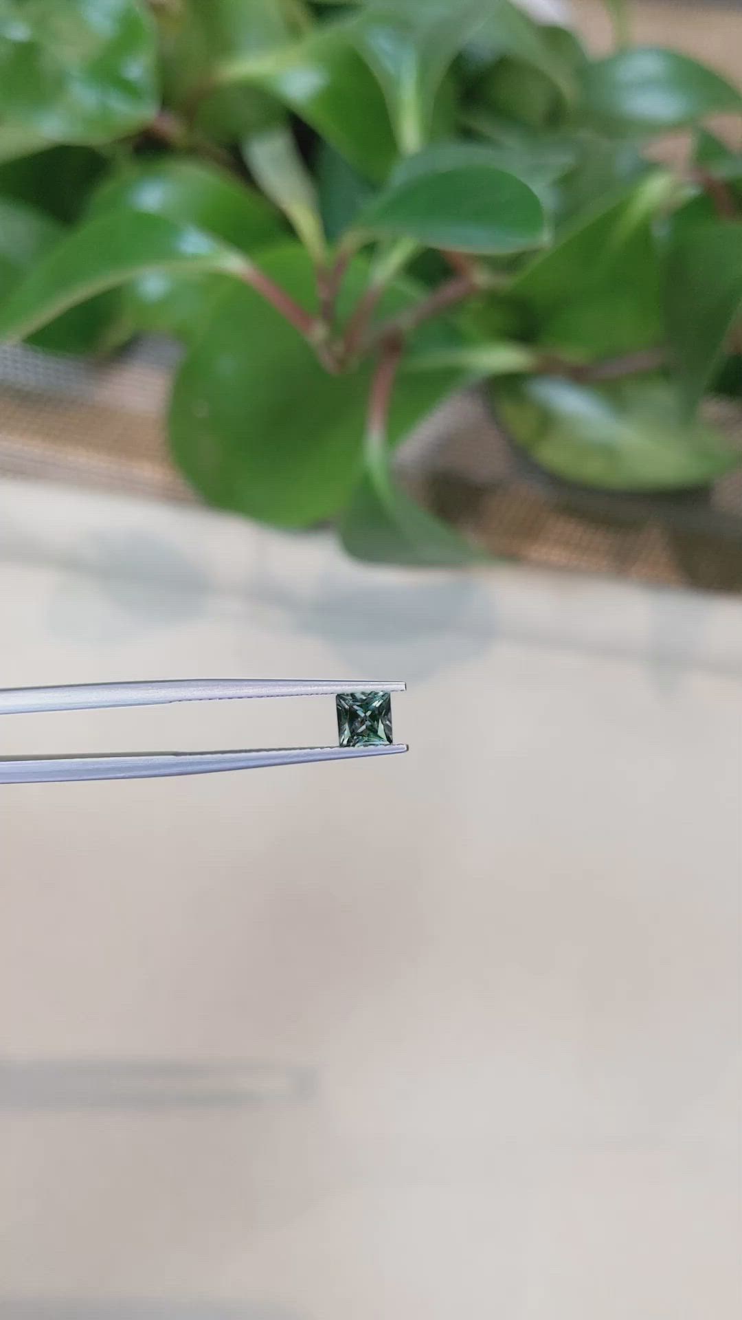 0.72 Ct. Bluish Green Sapphire from Montana Size Video