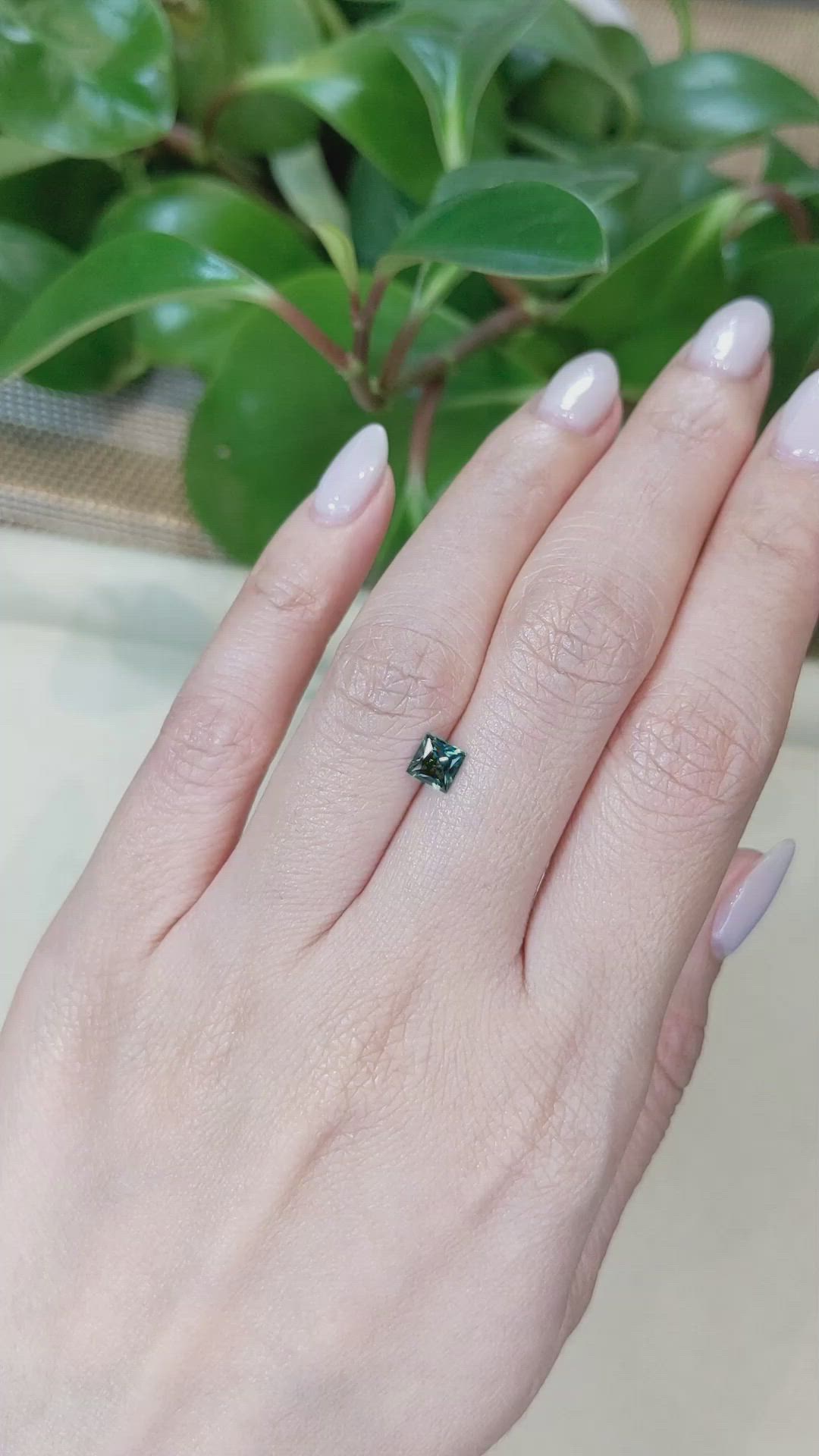 0.72 Ct. Bluish Green Sapphire from Montana Size Video