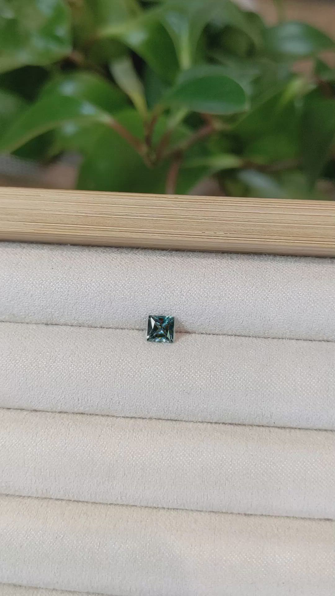 0.72 Ct. Bluish Green Sapphire from Montana Size Video