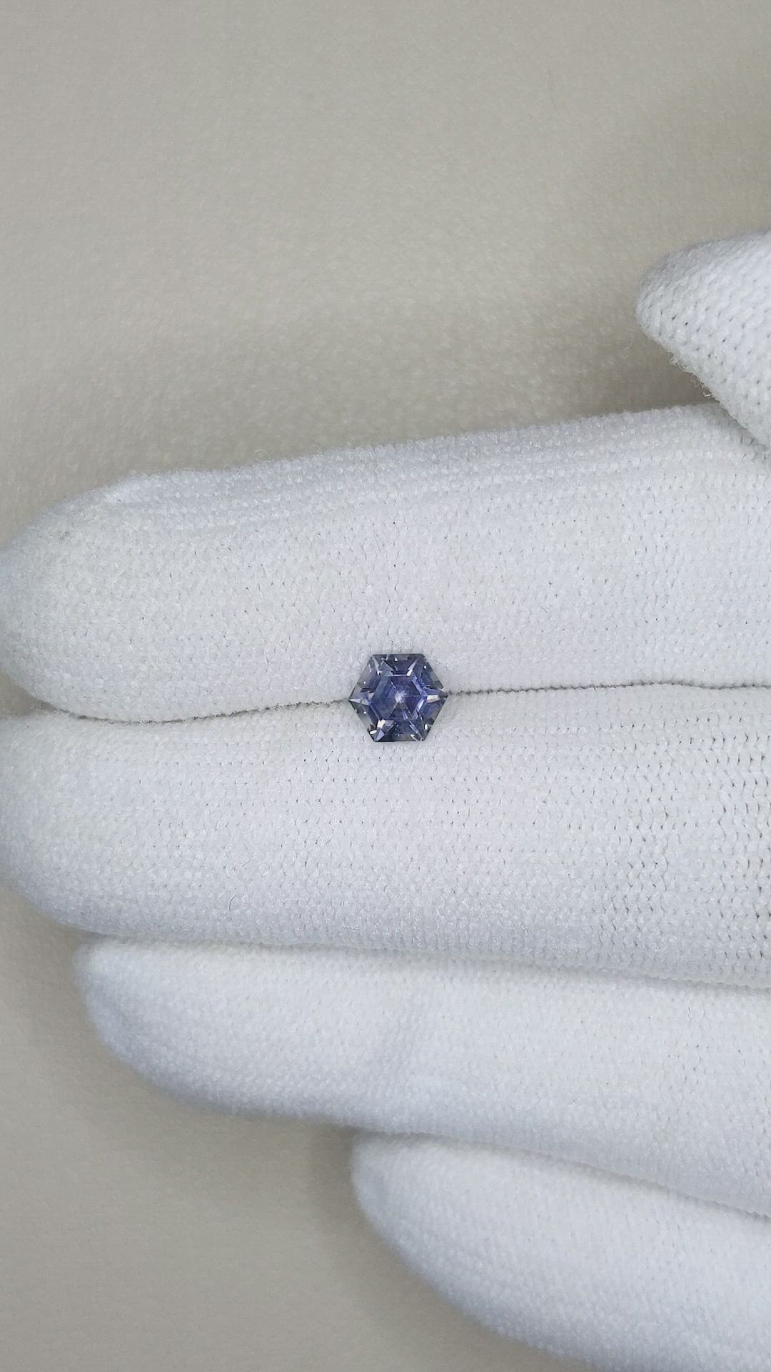 0.68 Ct. Bluish Purple Sapphire from Montana Size Video