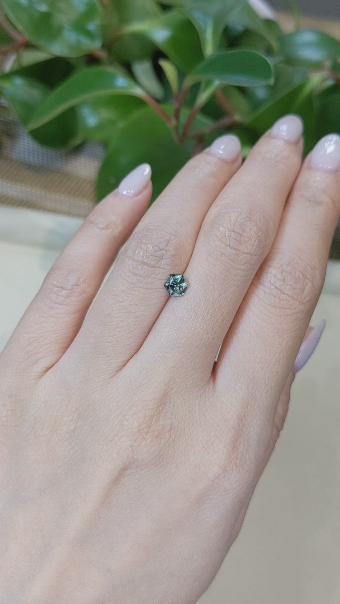 0.56 Ct. Bluish Green Sapphire from Montana Size Video