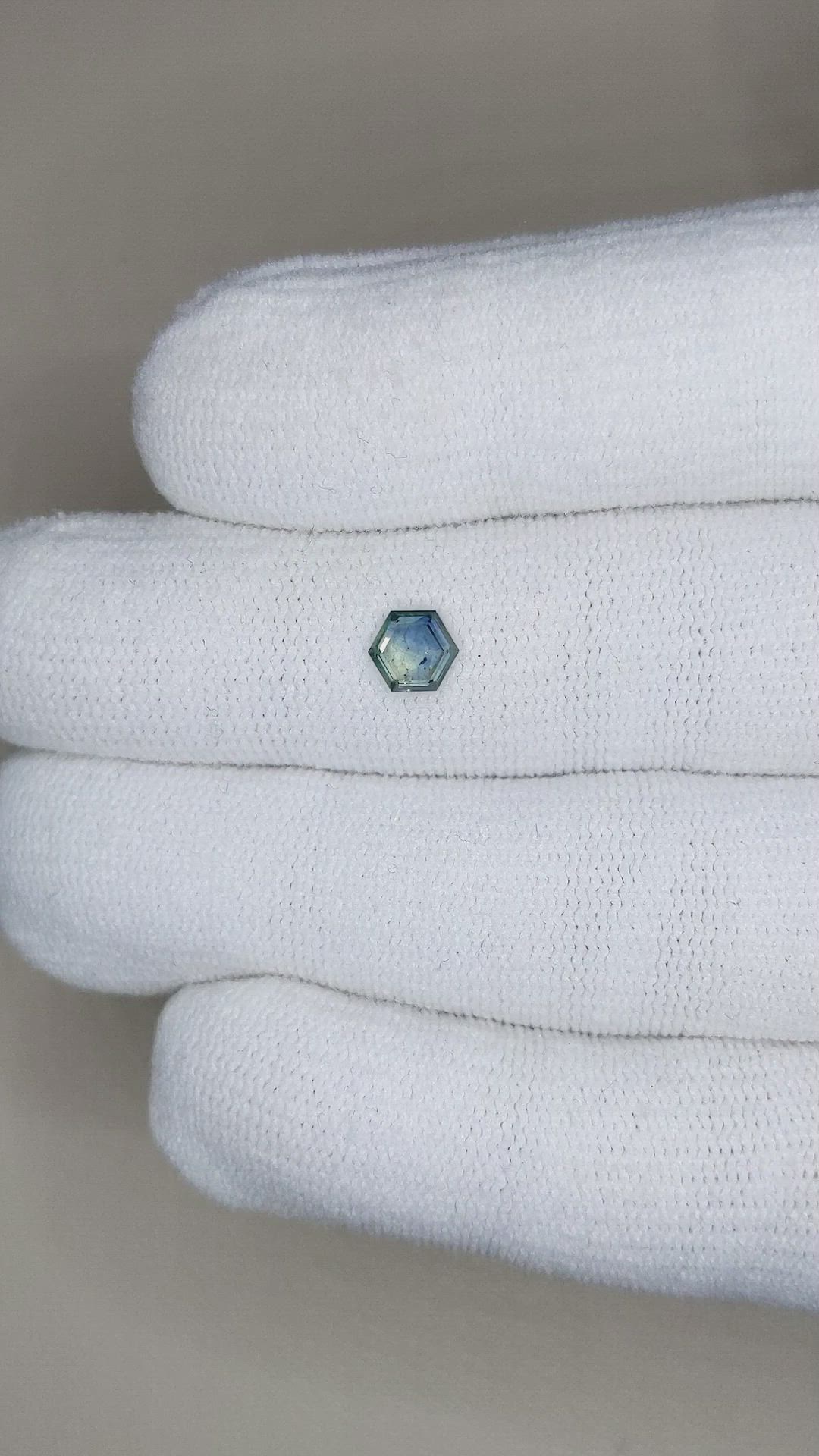 0.57 Ct. Bluish Green Sapphire from Montana Size Video