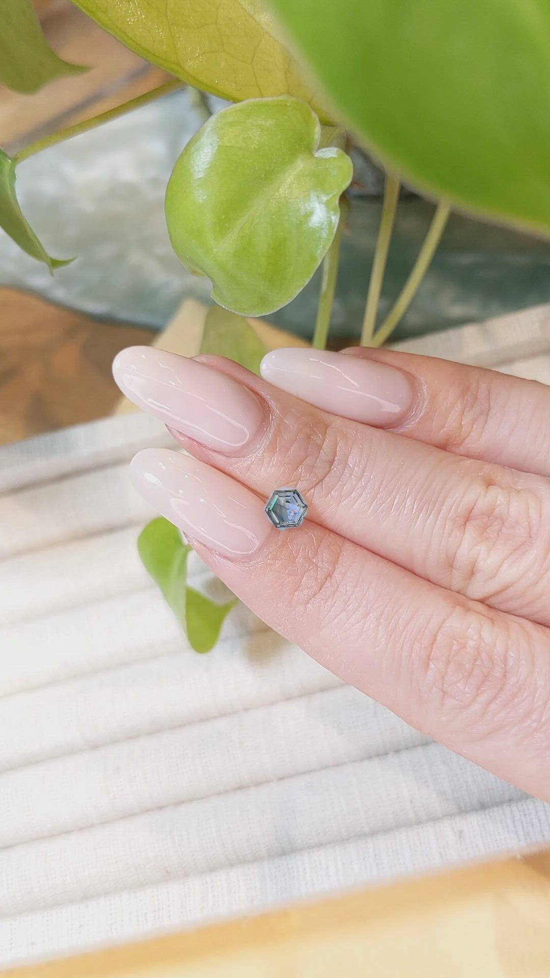 0.57 Ct. Bluish Green Sapphire from Montana Size Video