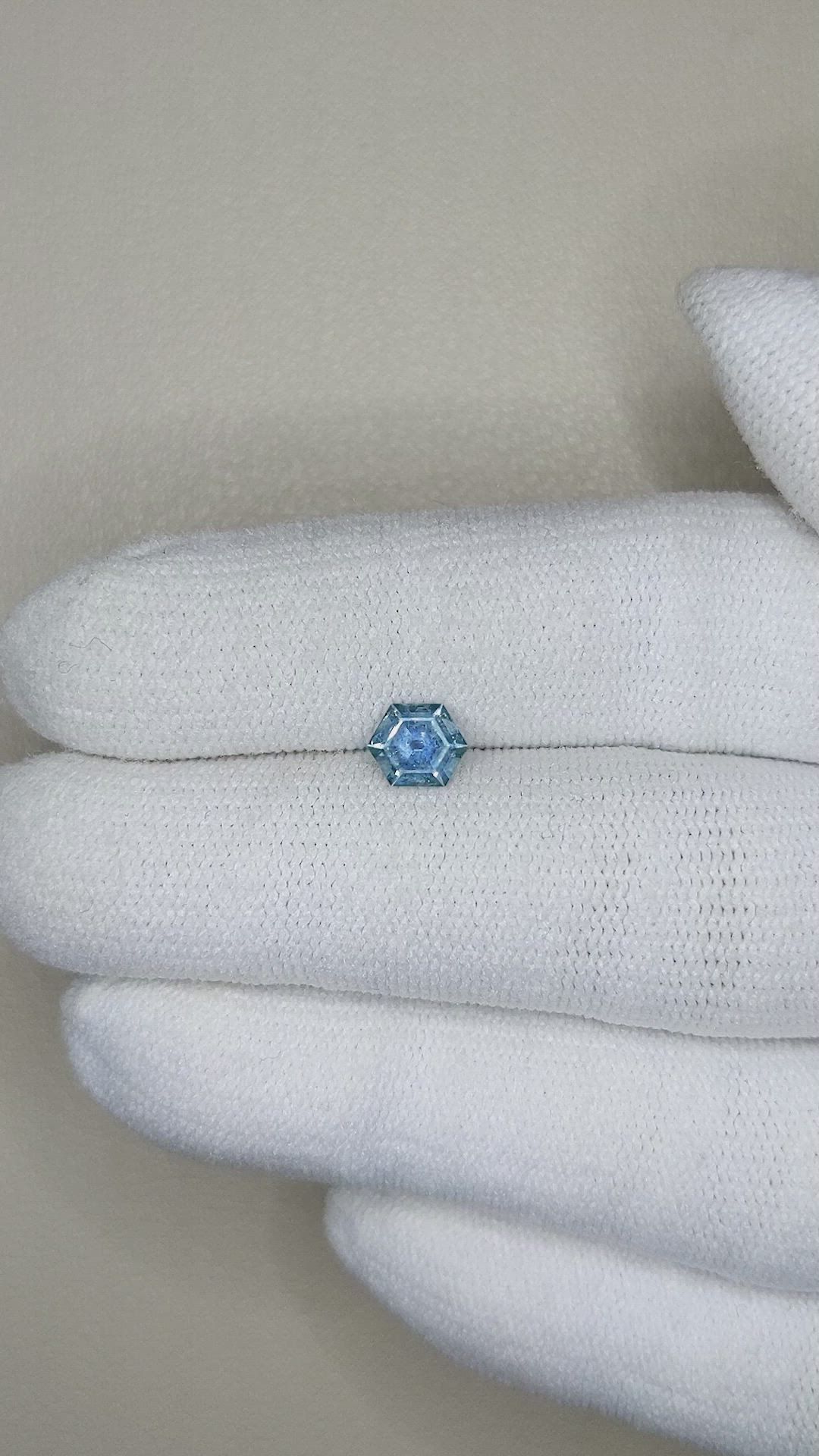 0.61 Ct. Greenish Blue Sapphire from Montana Size Video