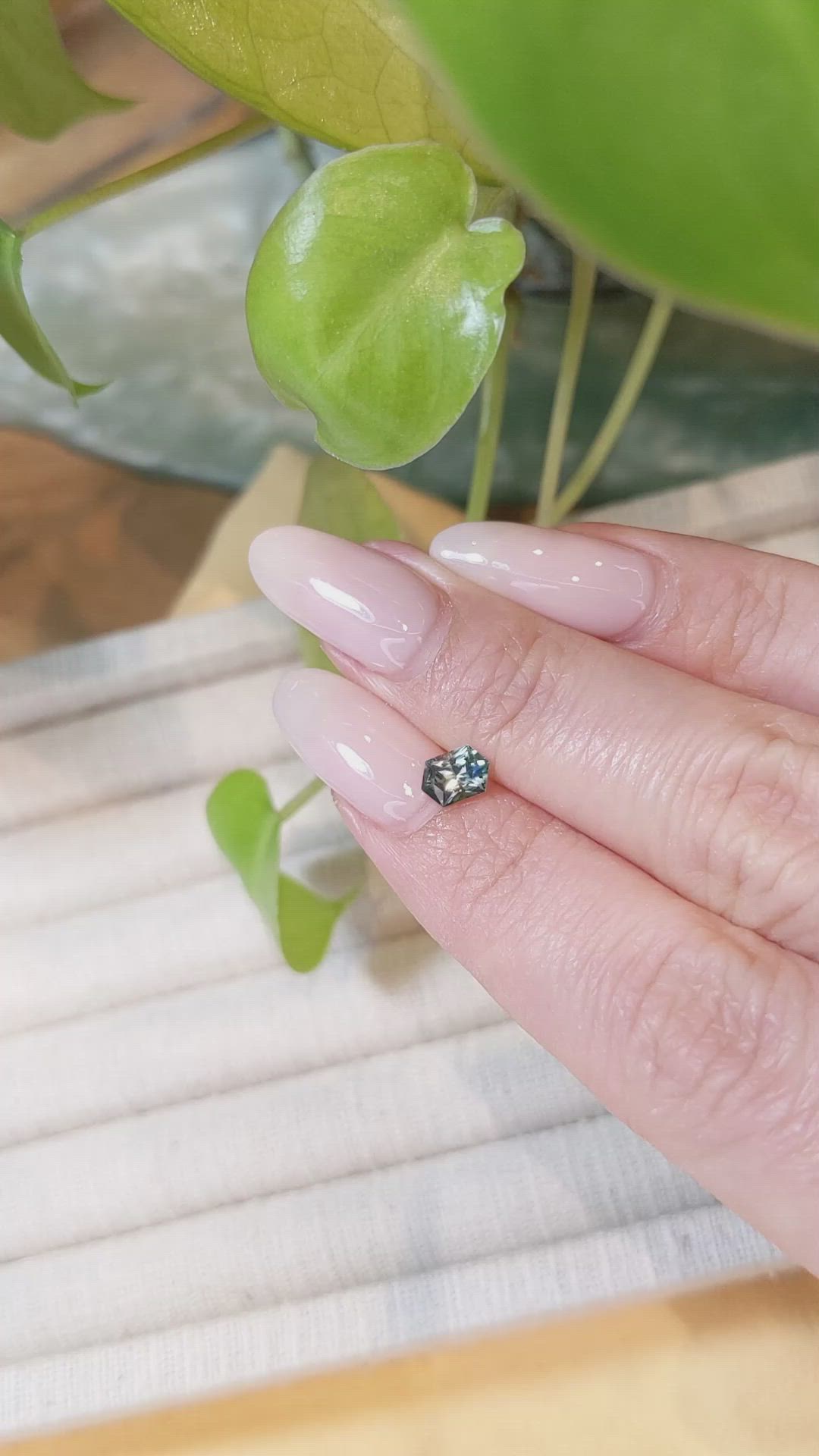 0.63 Ct. Bluish Green Sapphire from Montana Size Video