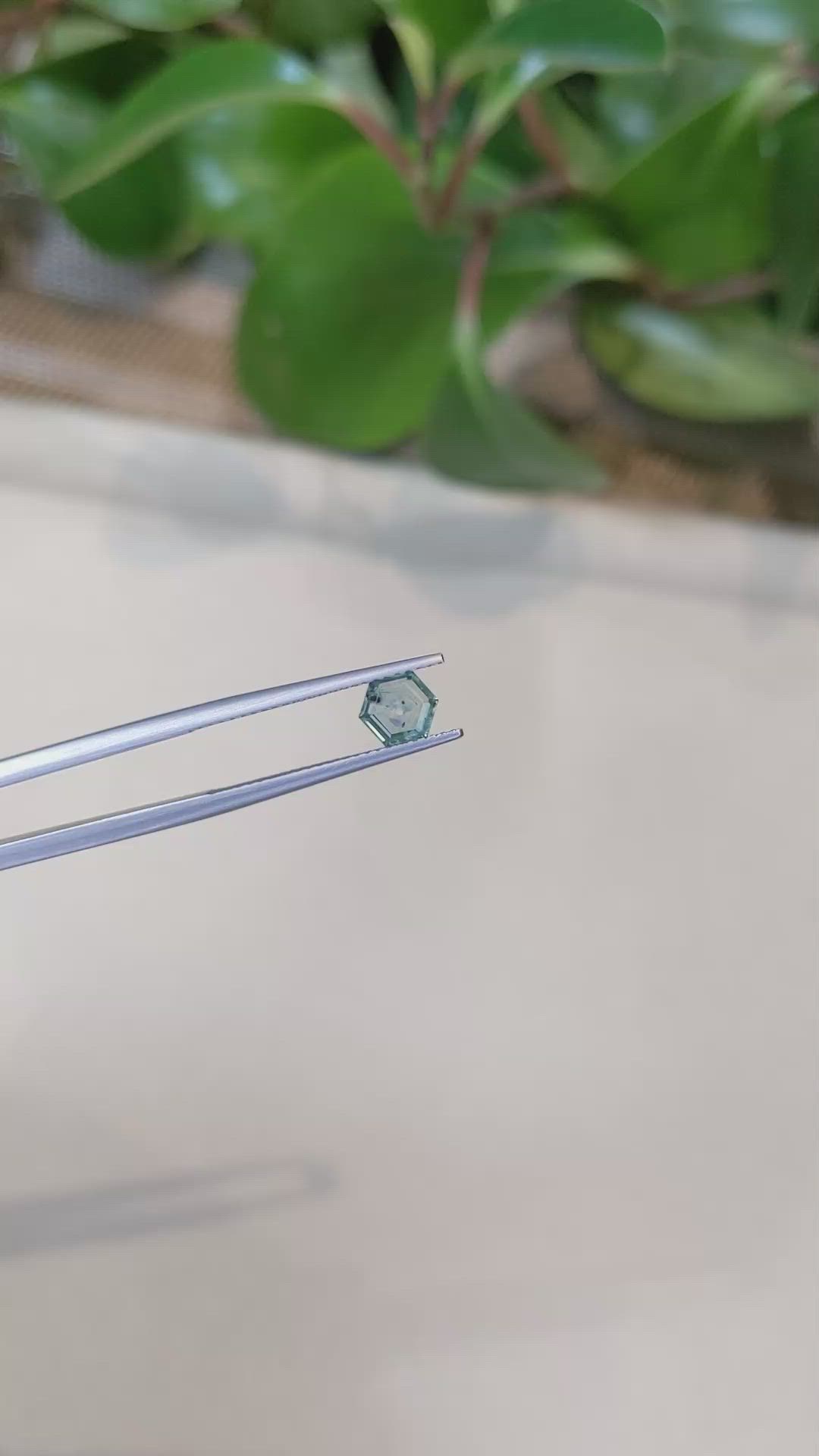 0.66 Ct. Bluish Green Sapphire from Montana Size Video