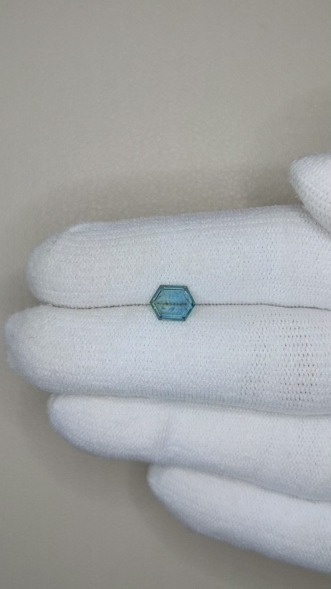0.89 Ct. Greenish Blue Sapphire from Montana Size Video