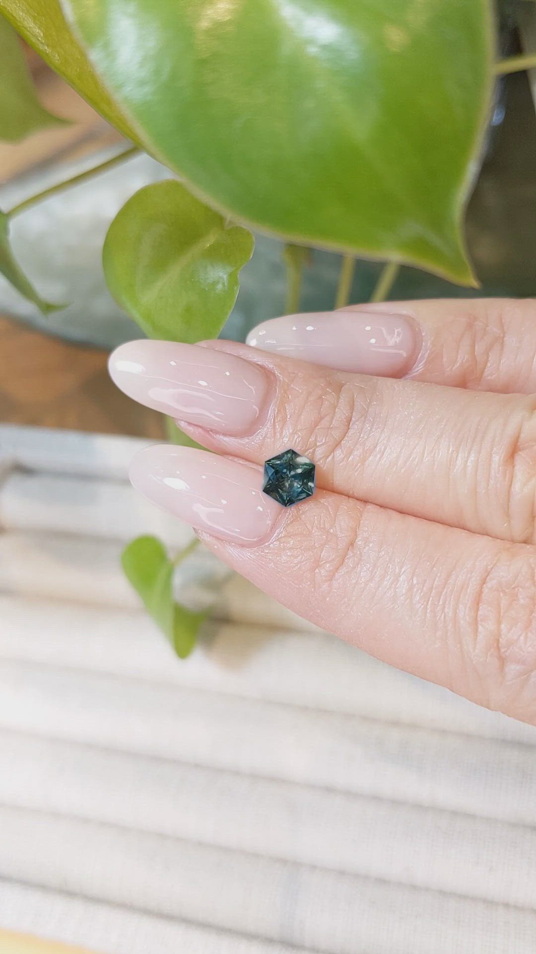 0.96 Ct. Bluish Green Sapphire from Montana Size Video