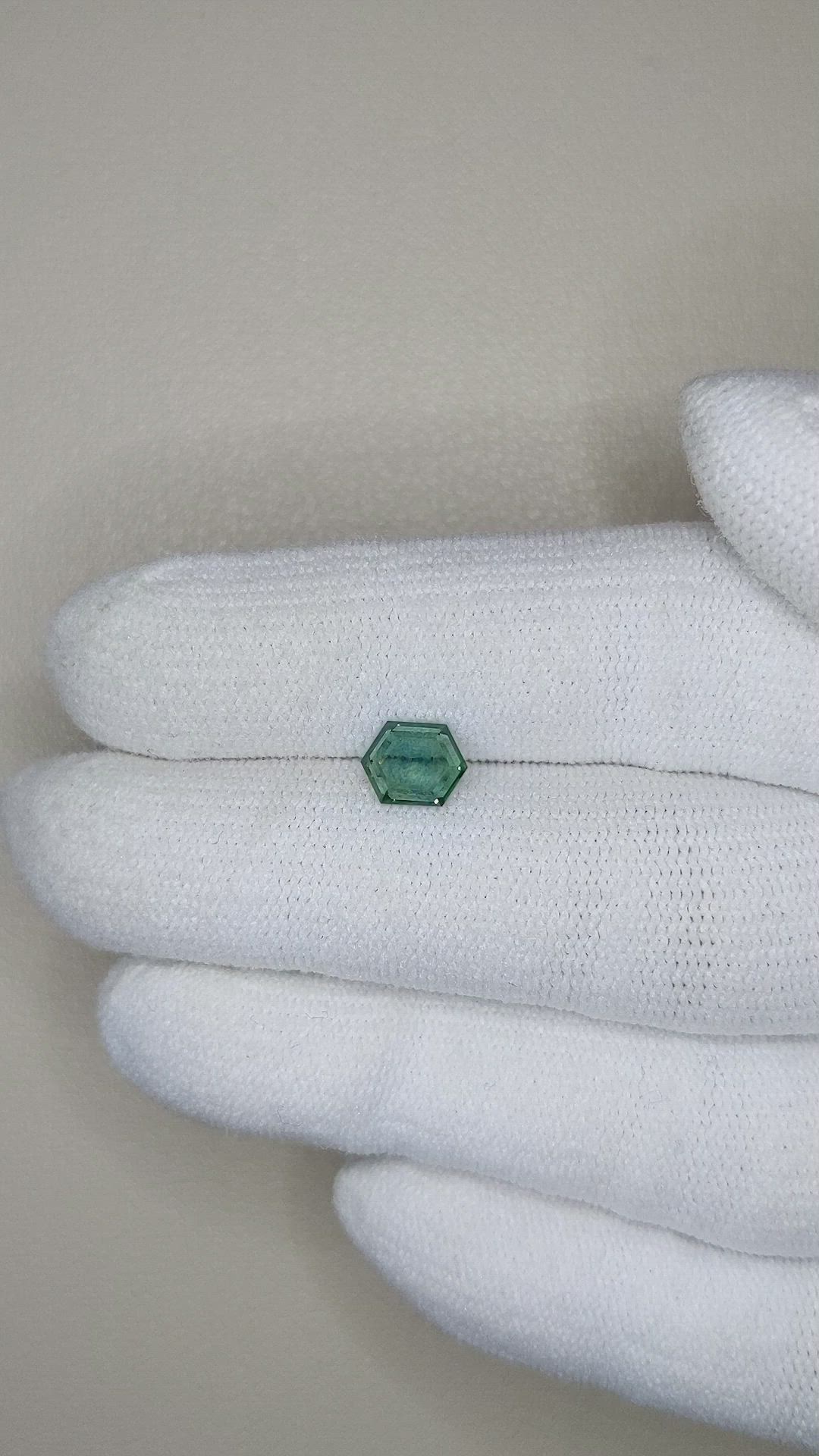 0.94 Ct. Bluish Green Sapphire from Montana Size Video