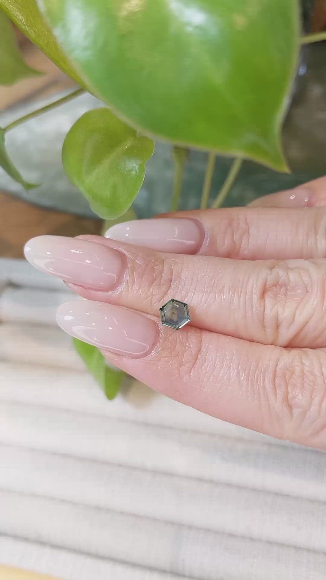 0.94 Ct. Bluish Green Sapphire from Montana Size Video