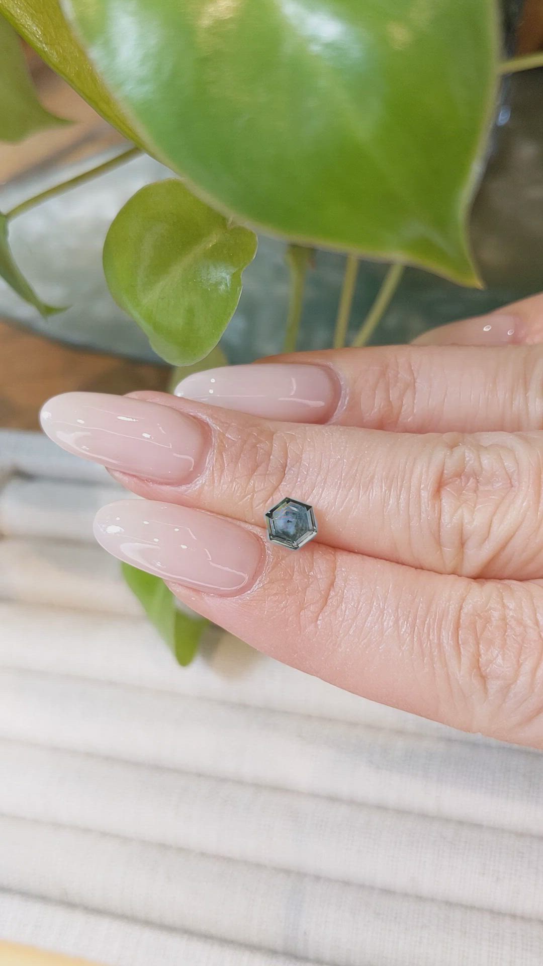 0.94 Ct. Bluish Green Sapphire from Montana Size Video