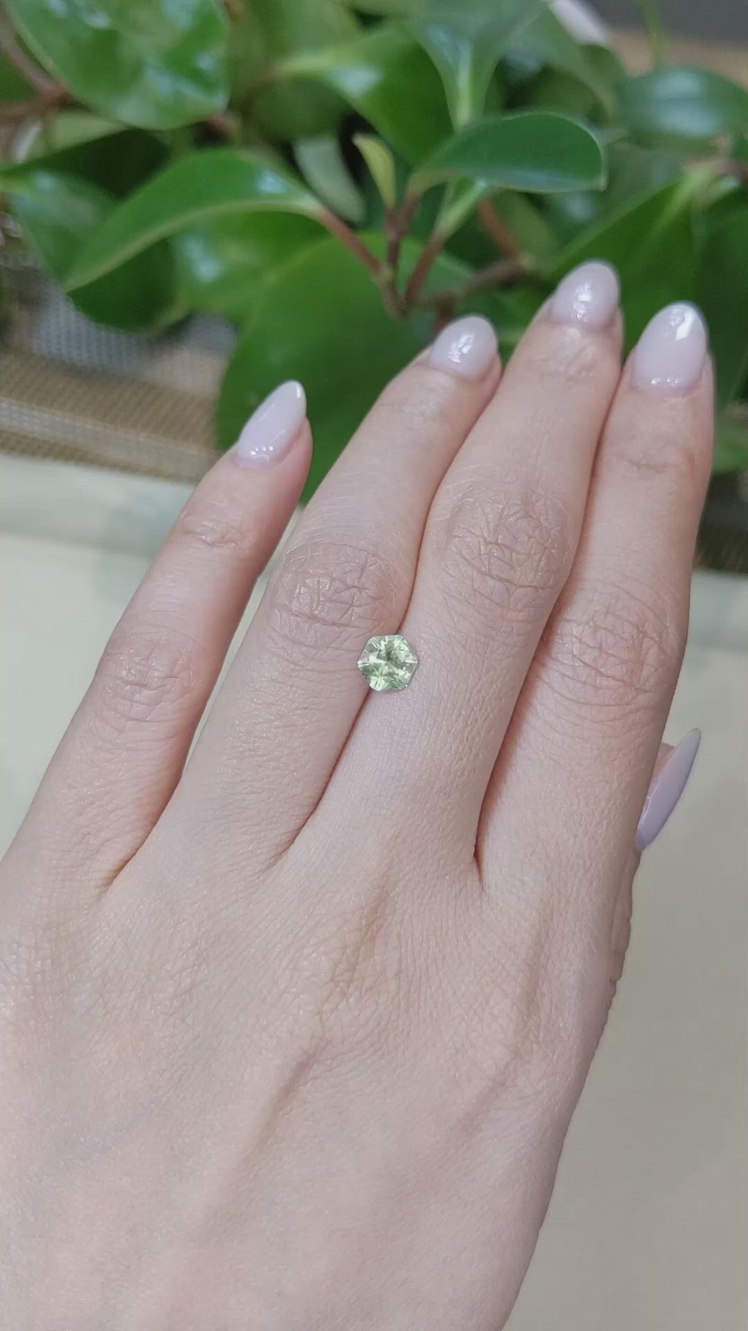 0.98 Ct. Yellowish Green Sapphire from Montana Size Video