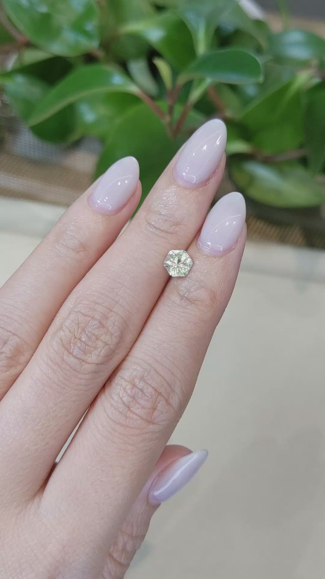 0.98 Ct. Yellowish Green Sapphire from Montana Size Video