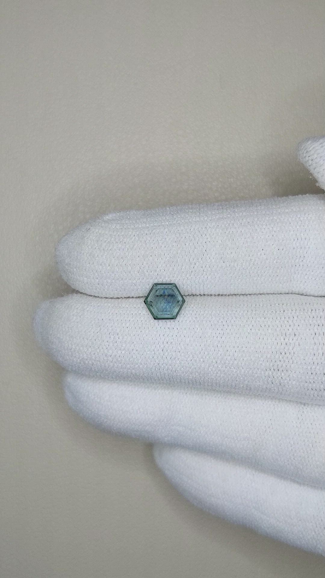 0.93 Ct. Bluish Green Sapphire from Montana Size Video