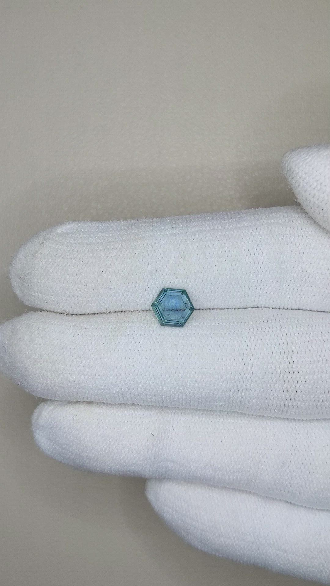 0.92 Ct. Greenish Blue Sapphire from Montana Size Video