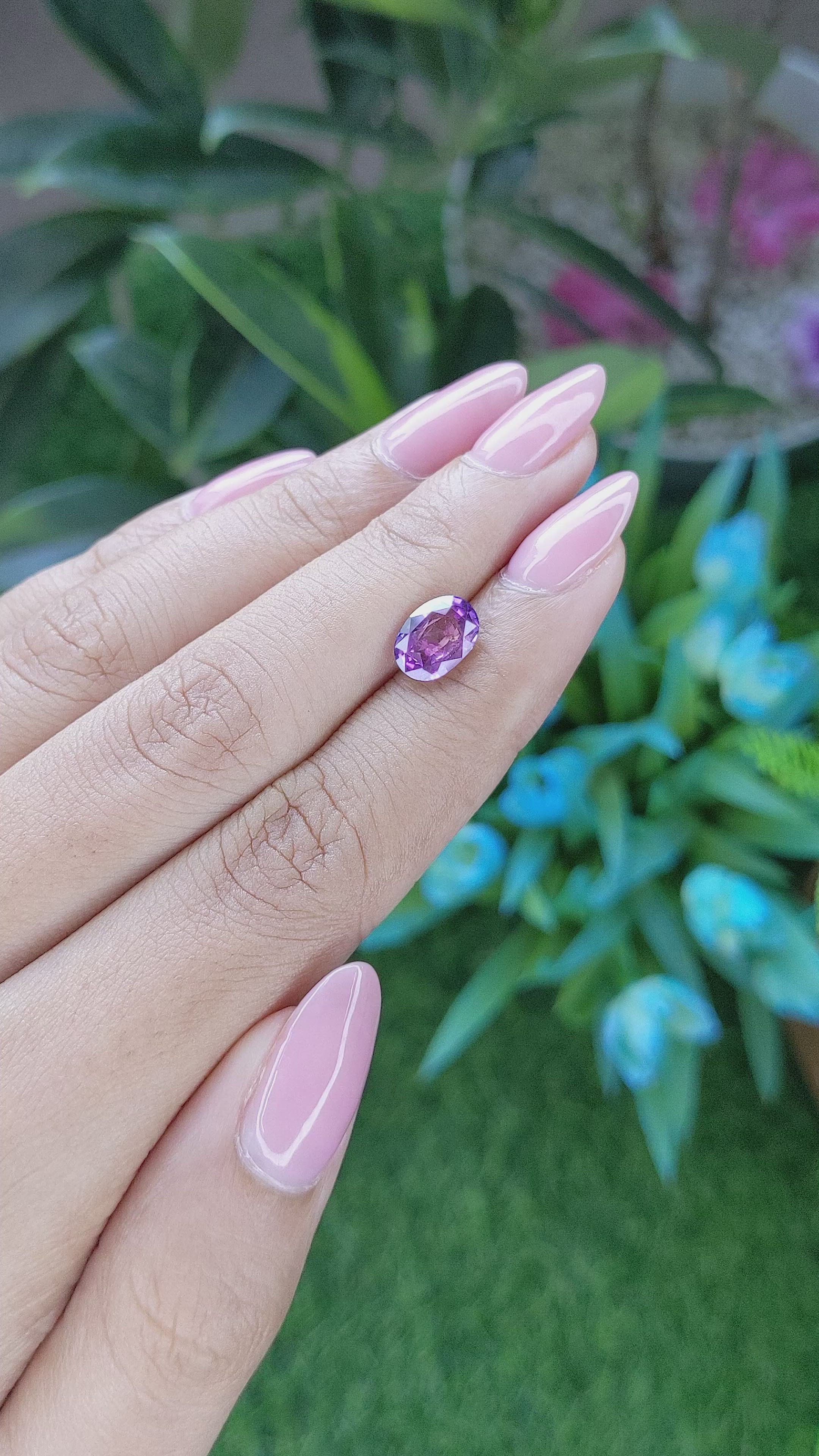 2.30 Ct. Pinkish Purple Sapphire from Tanzania Size Video