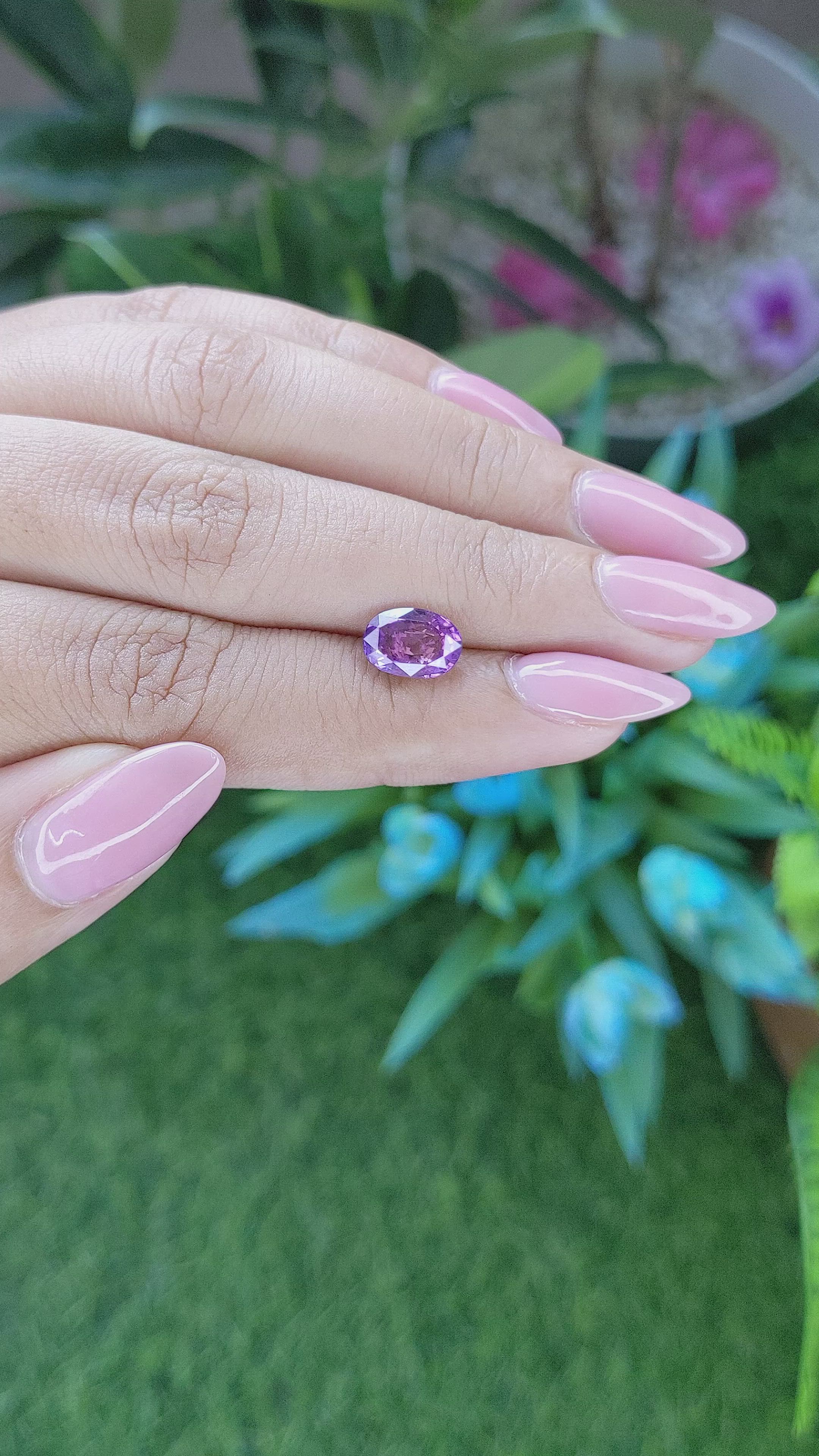 2.30 Ct. Pinkish Purple Sapphire from Tanzania Size Video