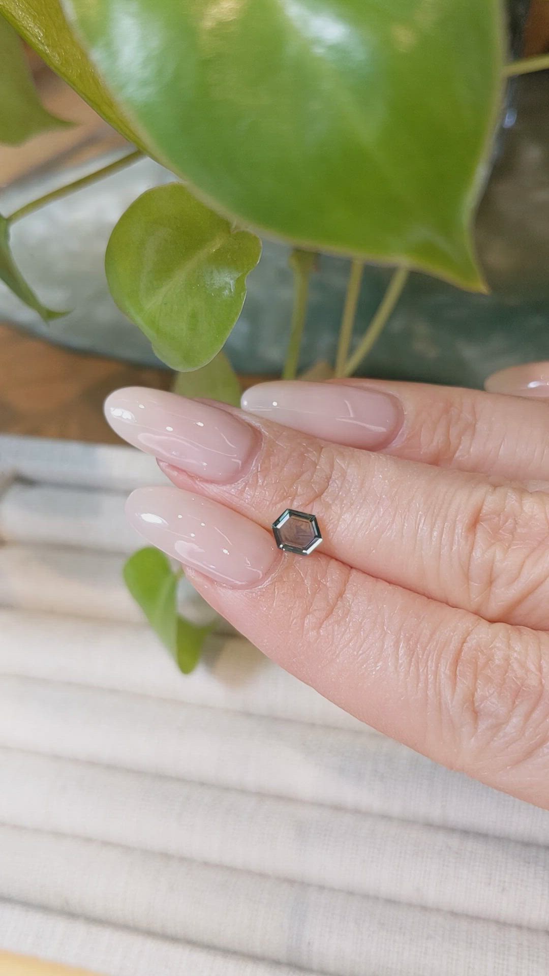 0.73 Ct. Bluish Green Sapphire from Montana Size Video