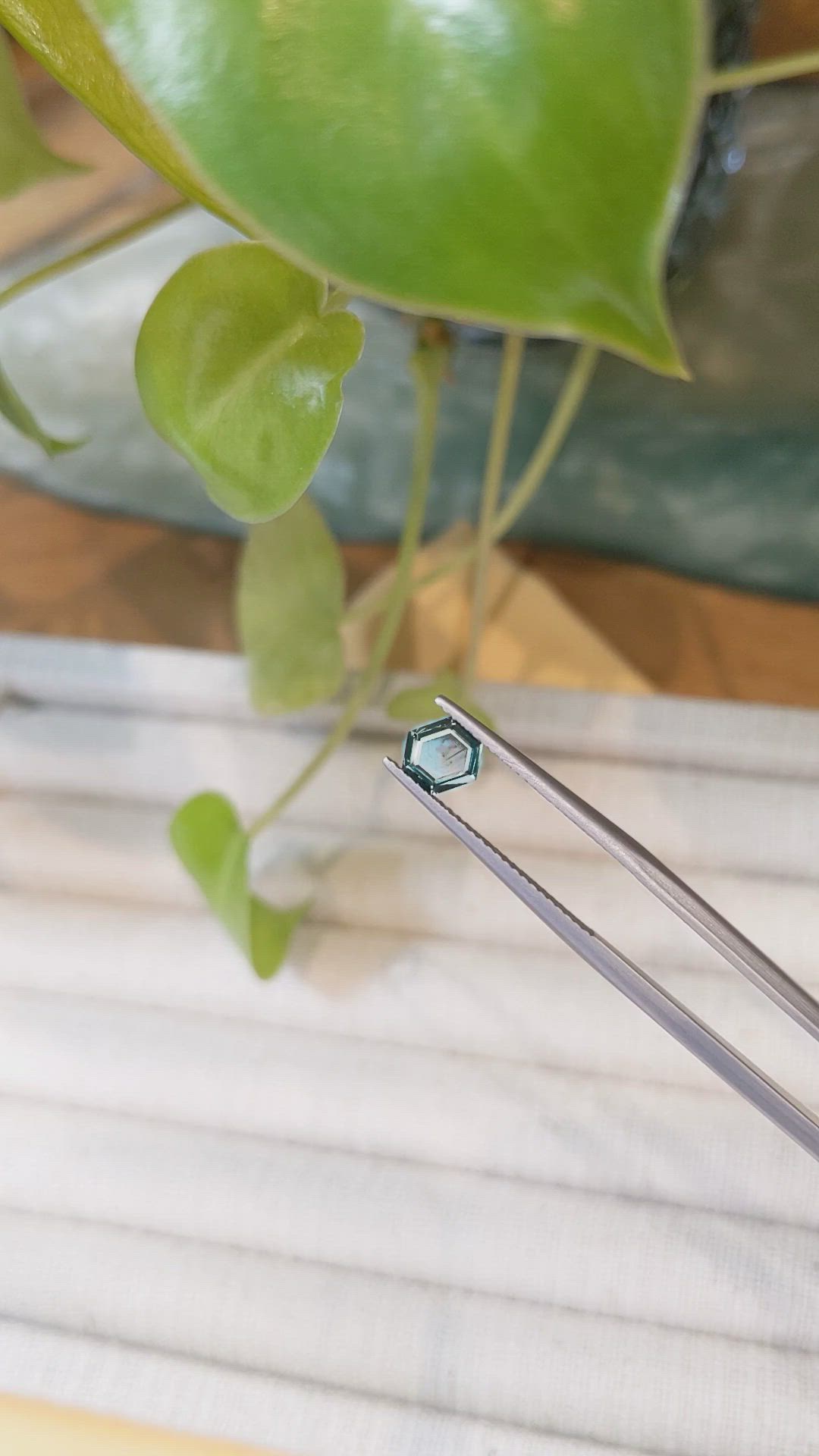 0.73 Ct. Bluish Green Sapphire from Montana Size Video